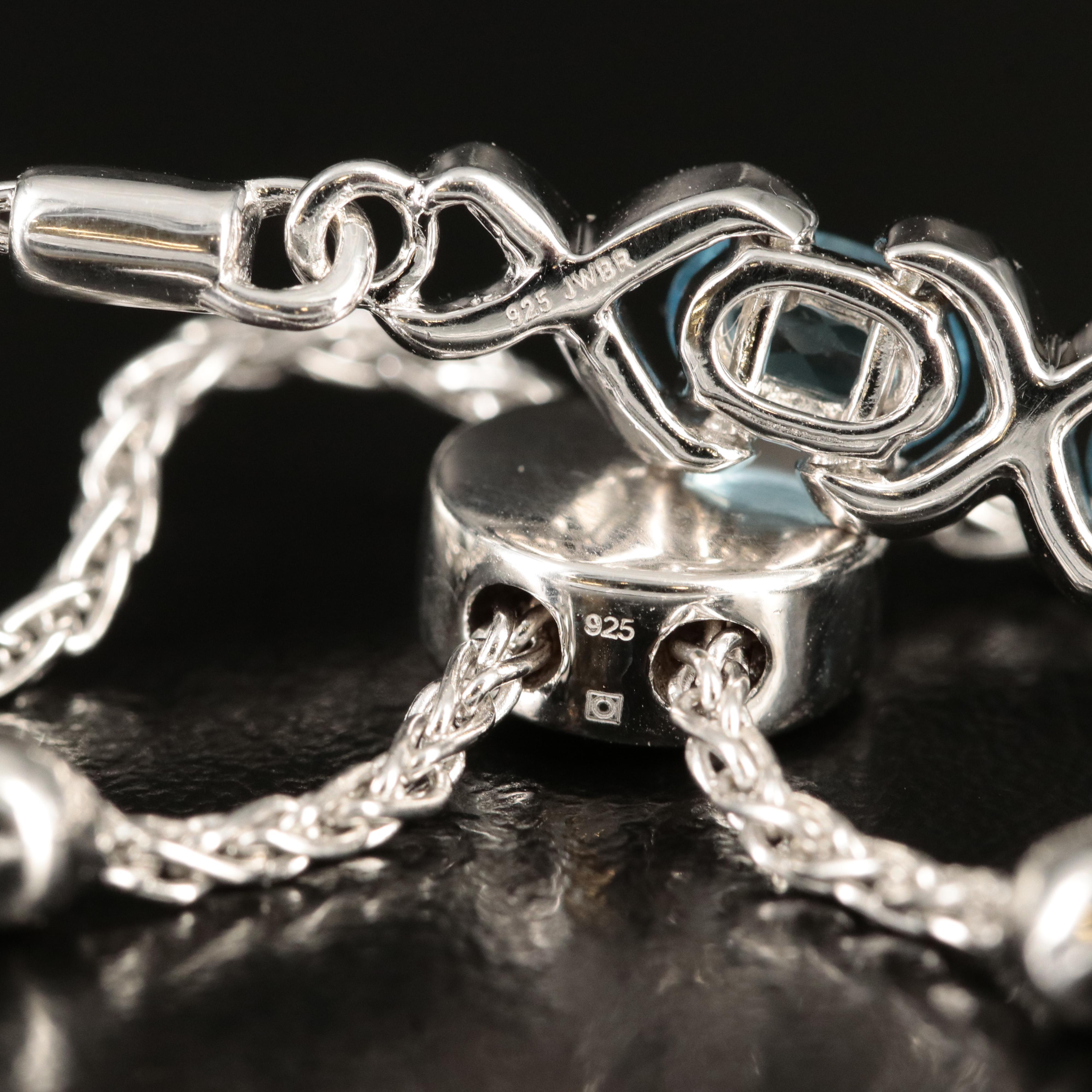 Sterling Topaz and Sapphire Bolo Bracelet