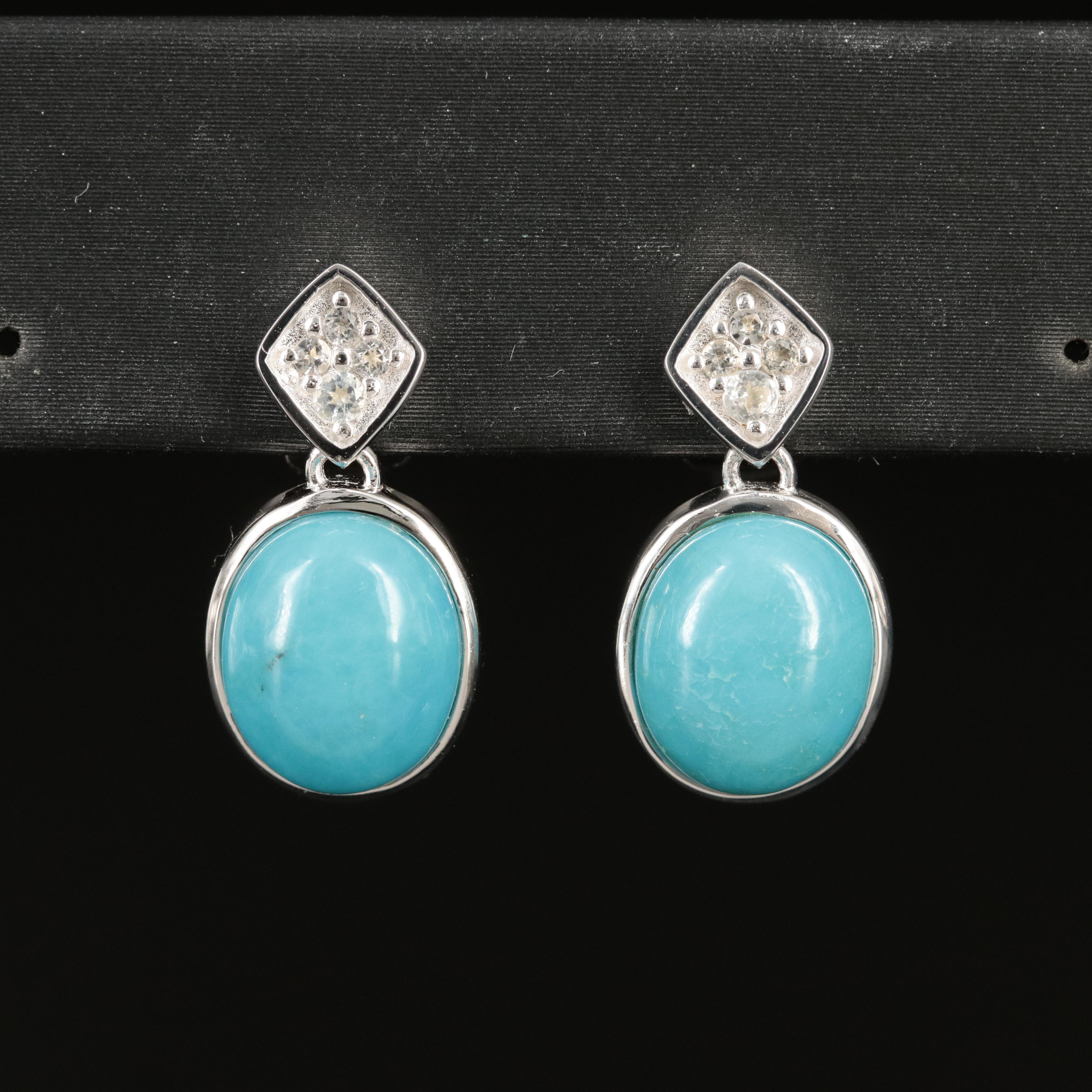 Sterling Turquoise and Topaz Earrings
