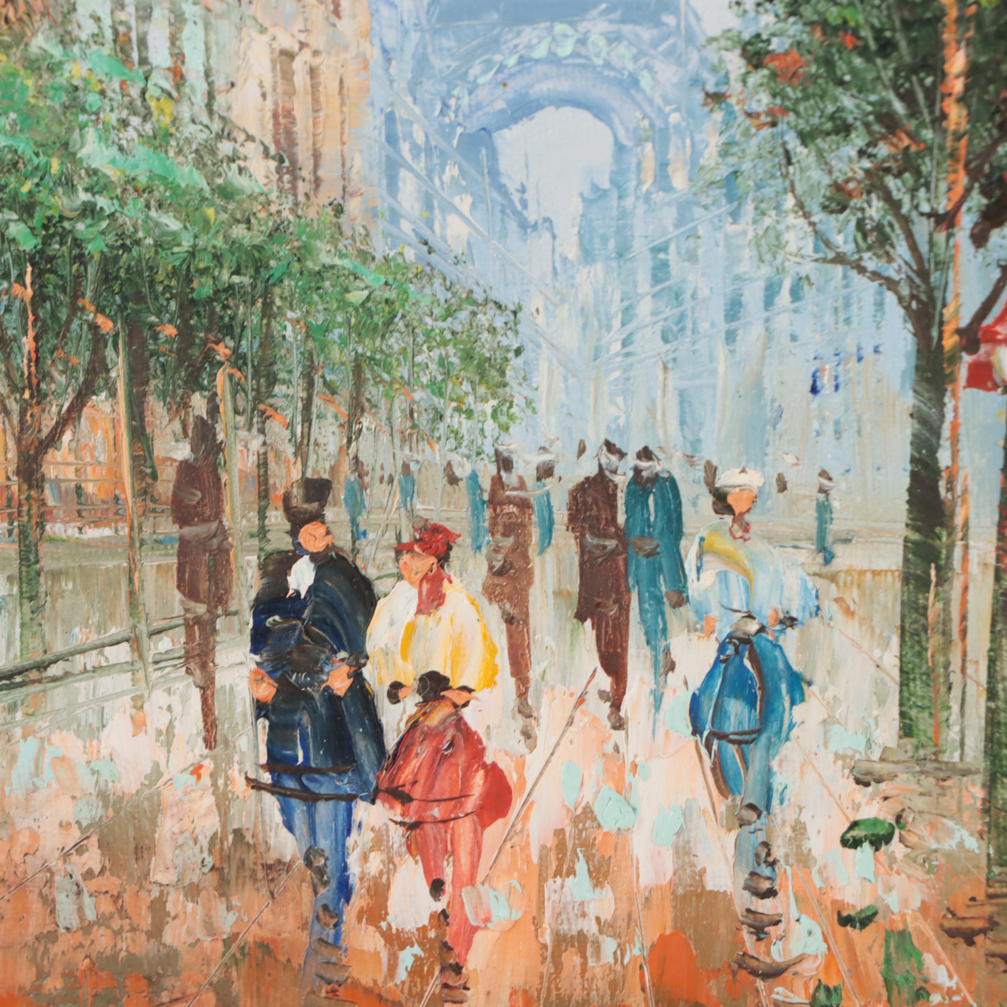 Impressionist Style Oil Paintings of Parisian Street Scenes