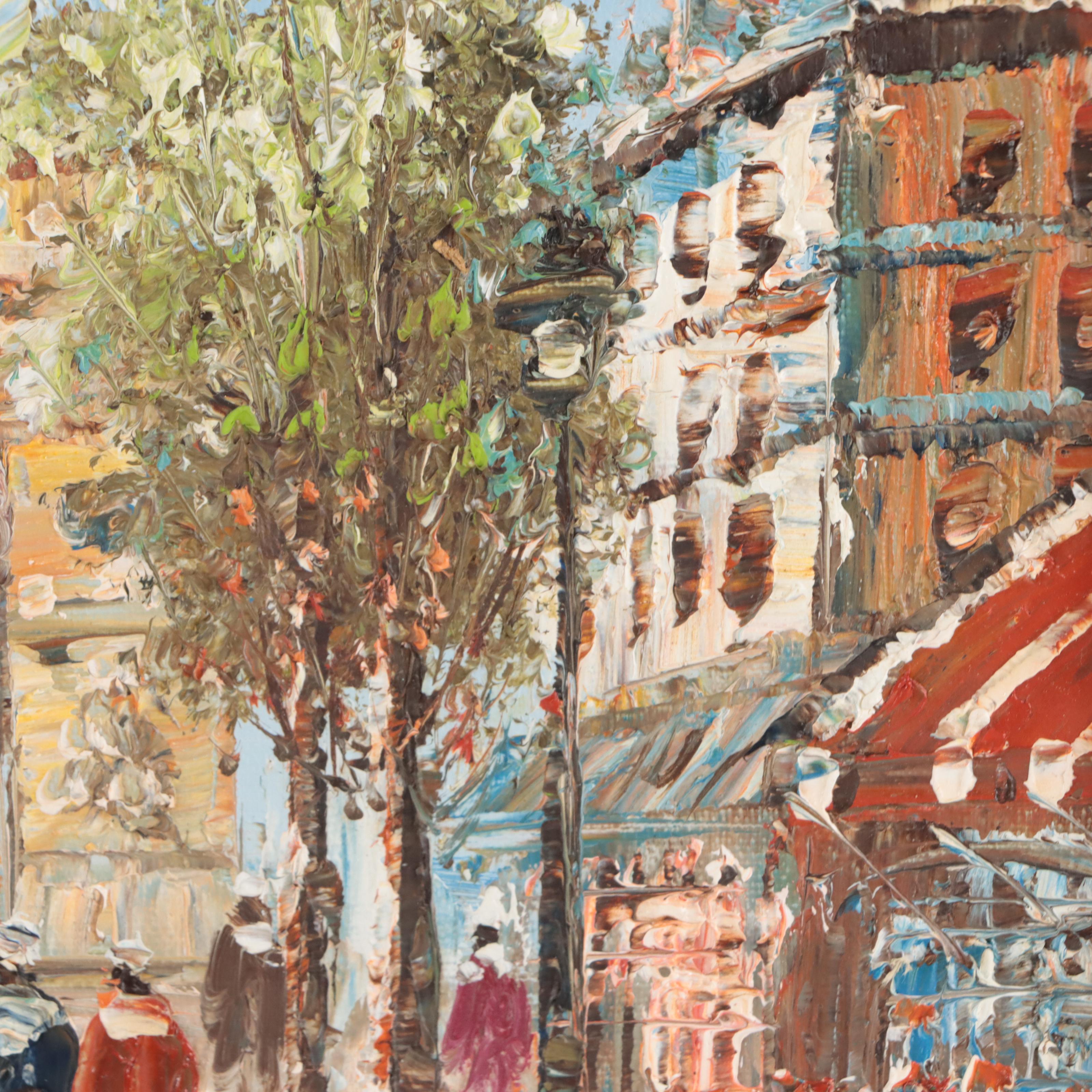 Impressionist Style Oil Paintings of Parisian Street Scenes