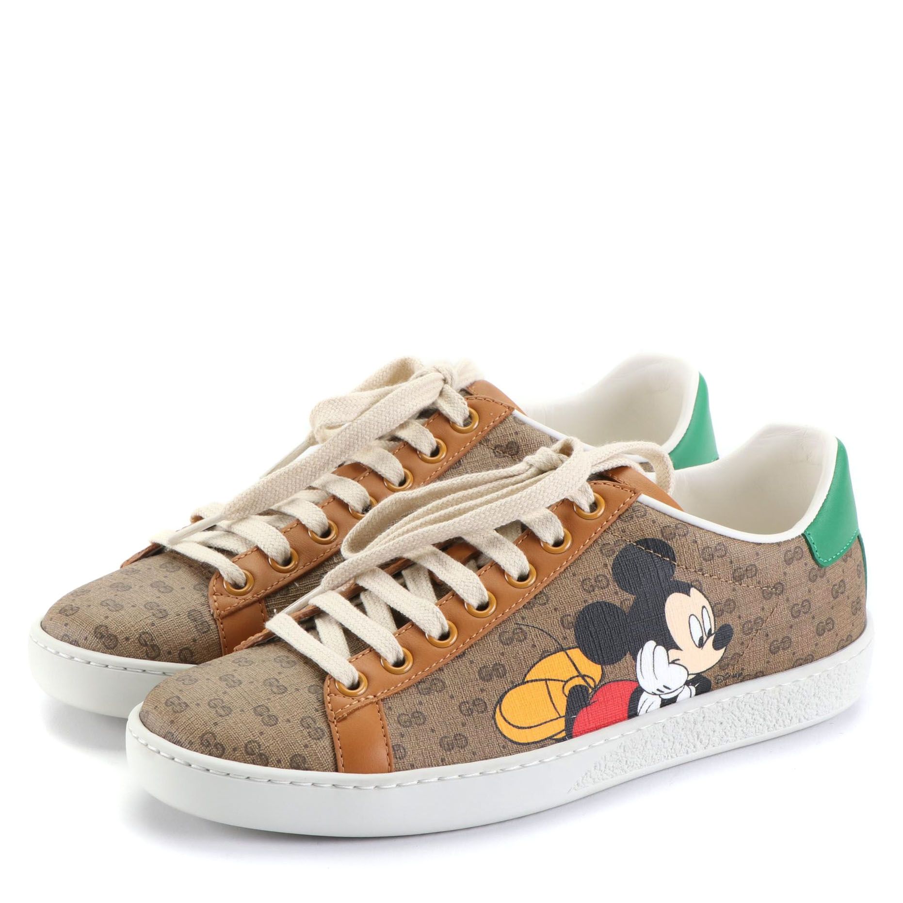 Gucci x Disney Ace Sneakers in Mickey Mouse GG Supreme Canvas with Box