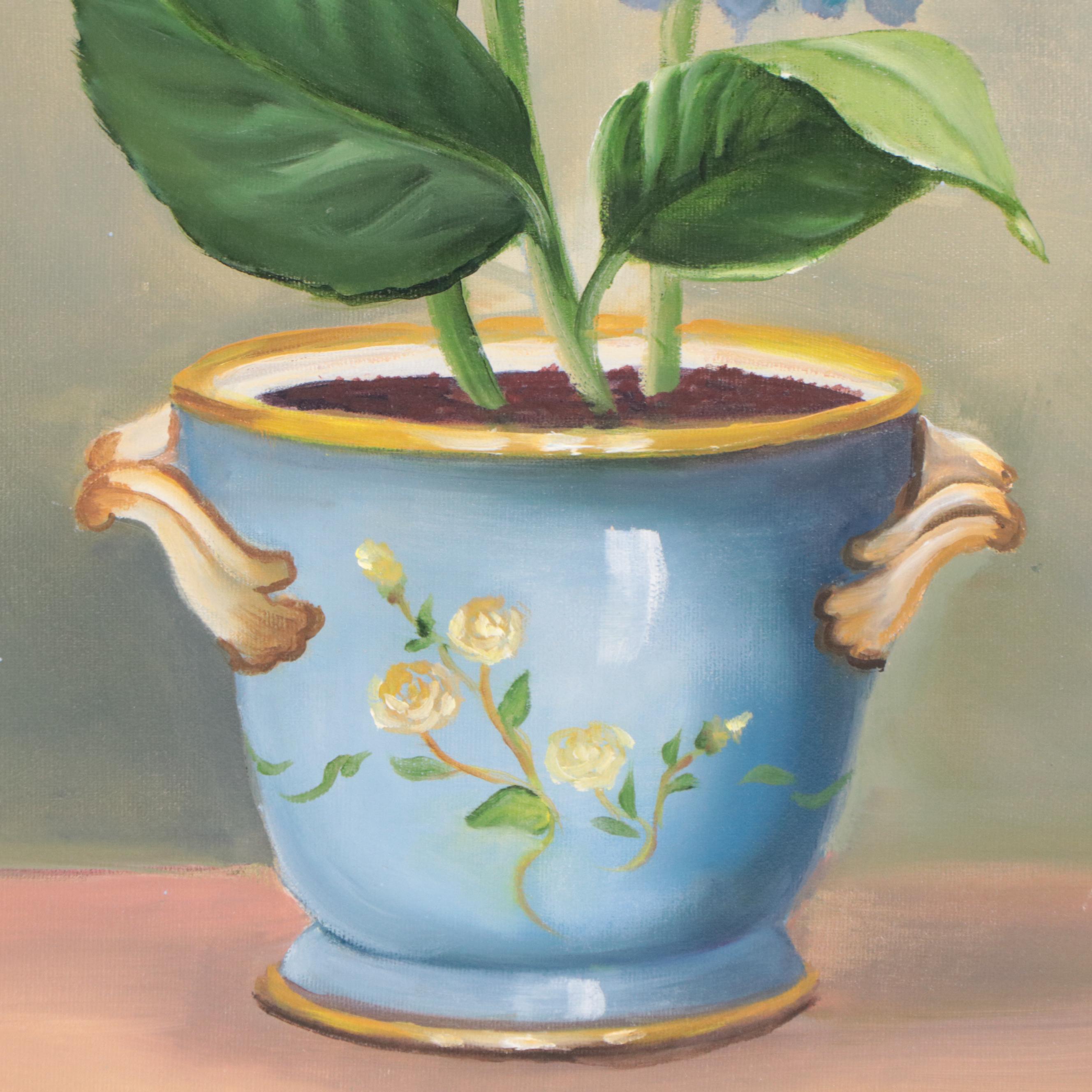 Audrey Mayfield Oil Painting of Hydrangeas, Late 20th Century