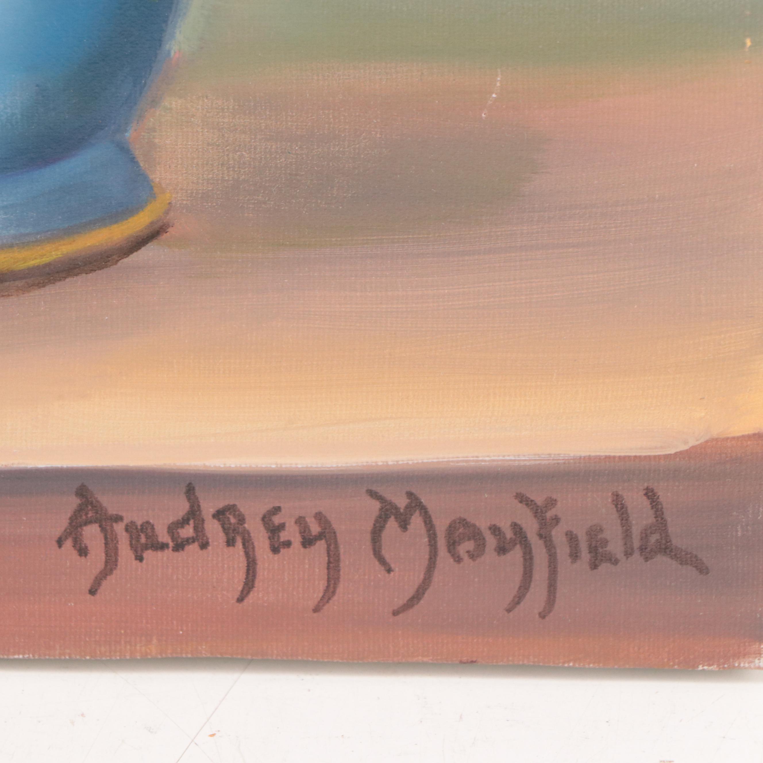 Audrey Mayfield Oil Painting of Hydrangeas, Late 20th Century