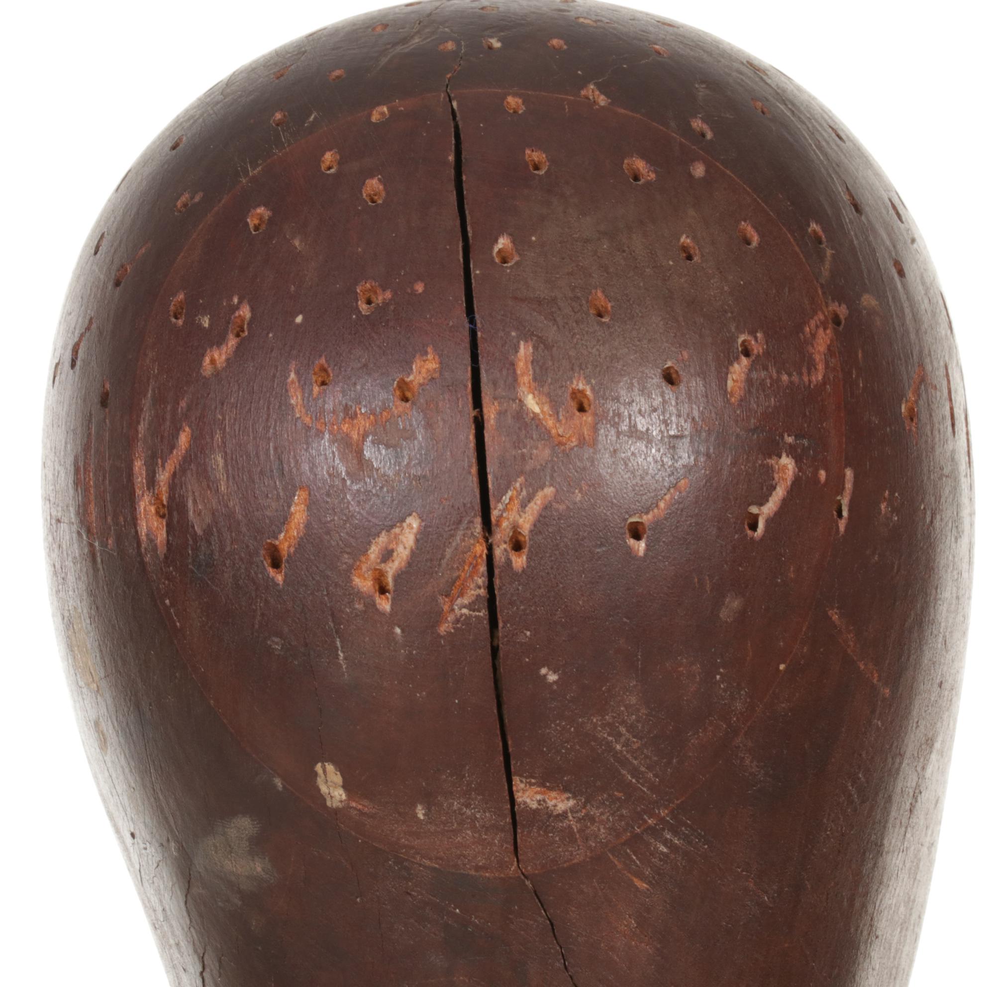 Iron Pedestal Stand with Metal and Wood Mannequin Head