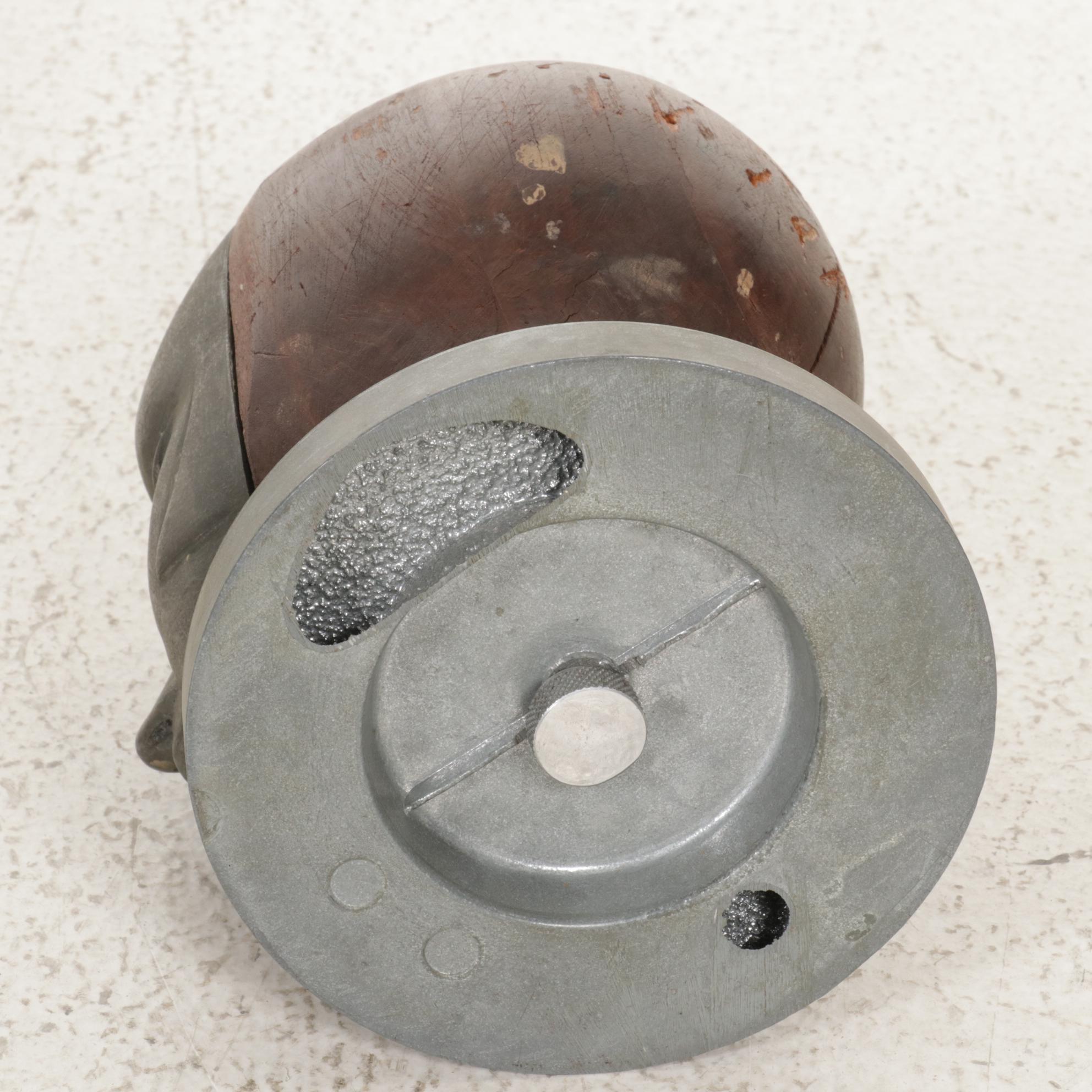 Iron Pedestal Stand with Metal and Wood Mannequin Head