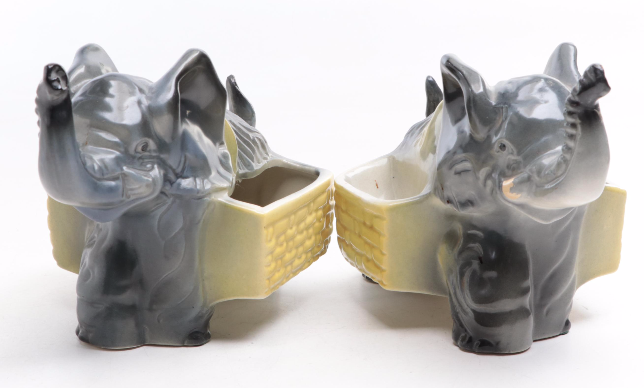 Hull Pottery Swan Planter with Hall Pitcher and Elephant Planter Vases