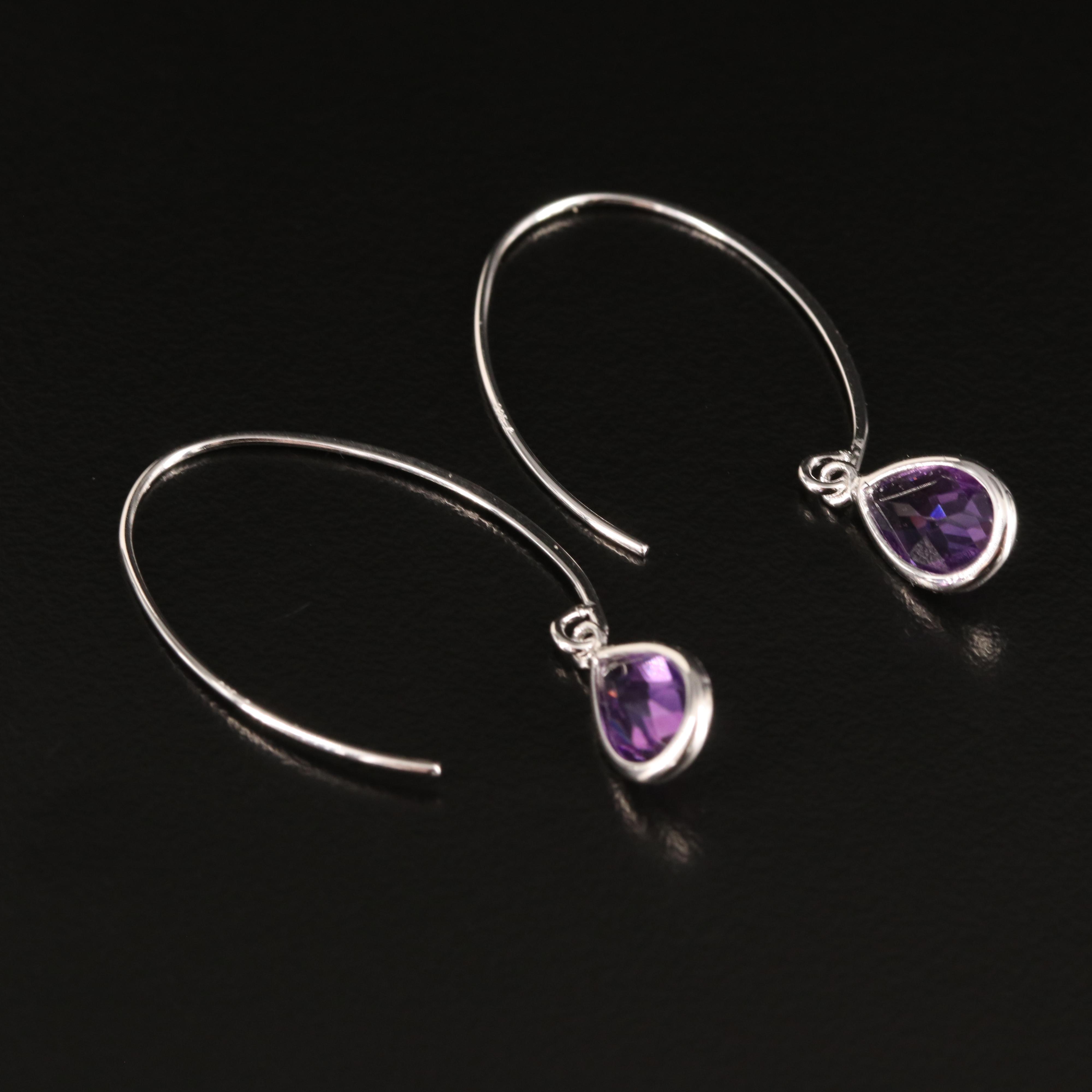 Sterling Amethyst Threader Earrings