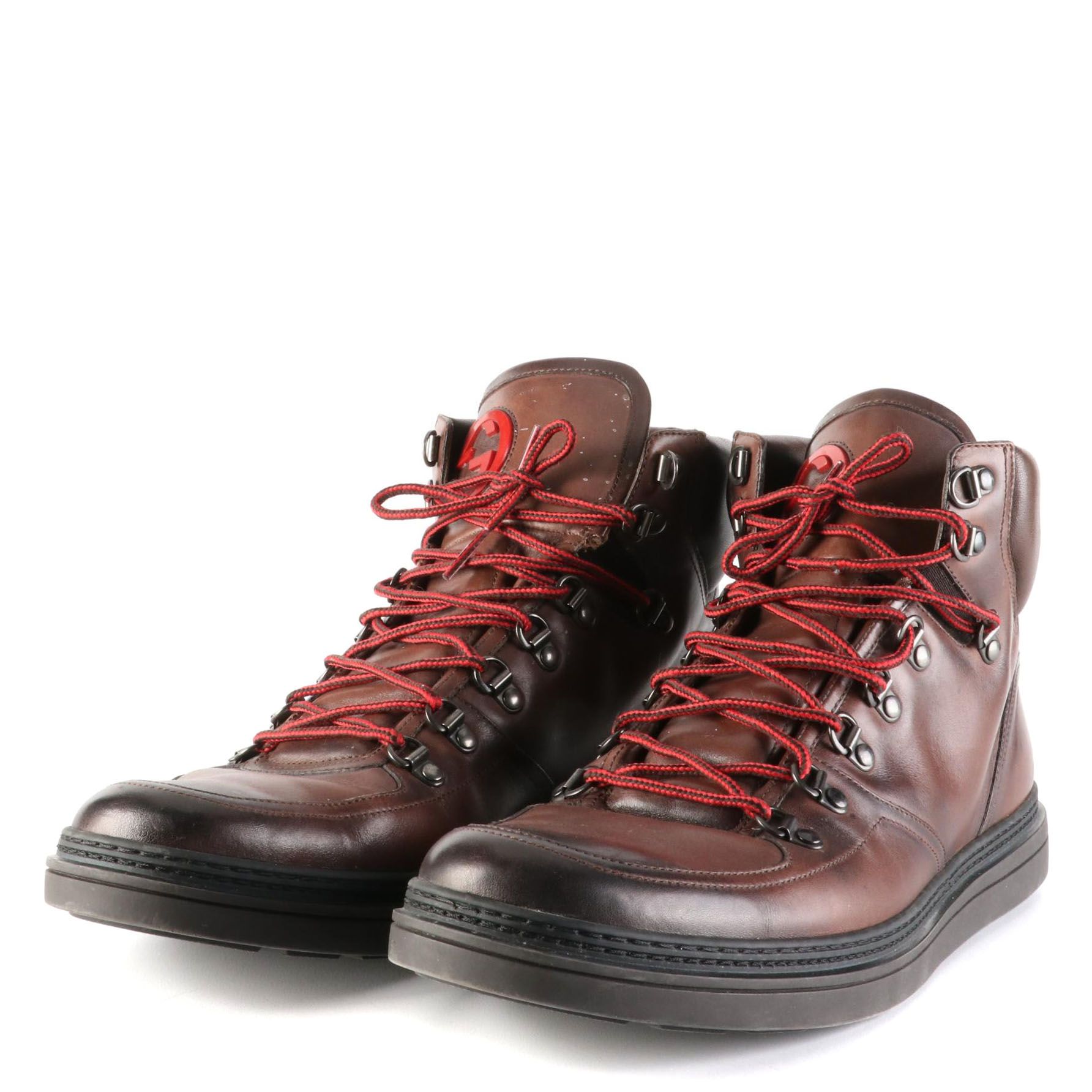 Men's Gucci Boot Sneakers in Brown Leather