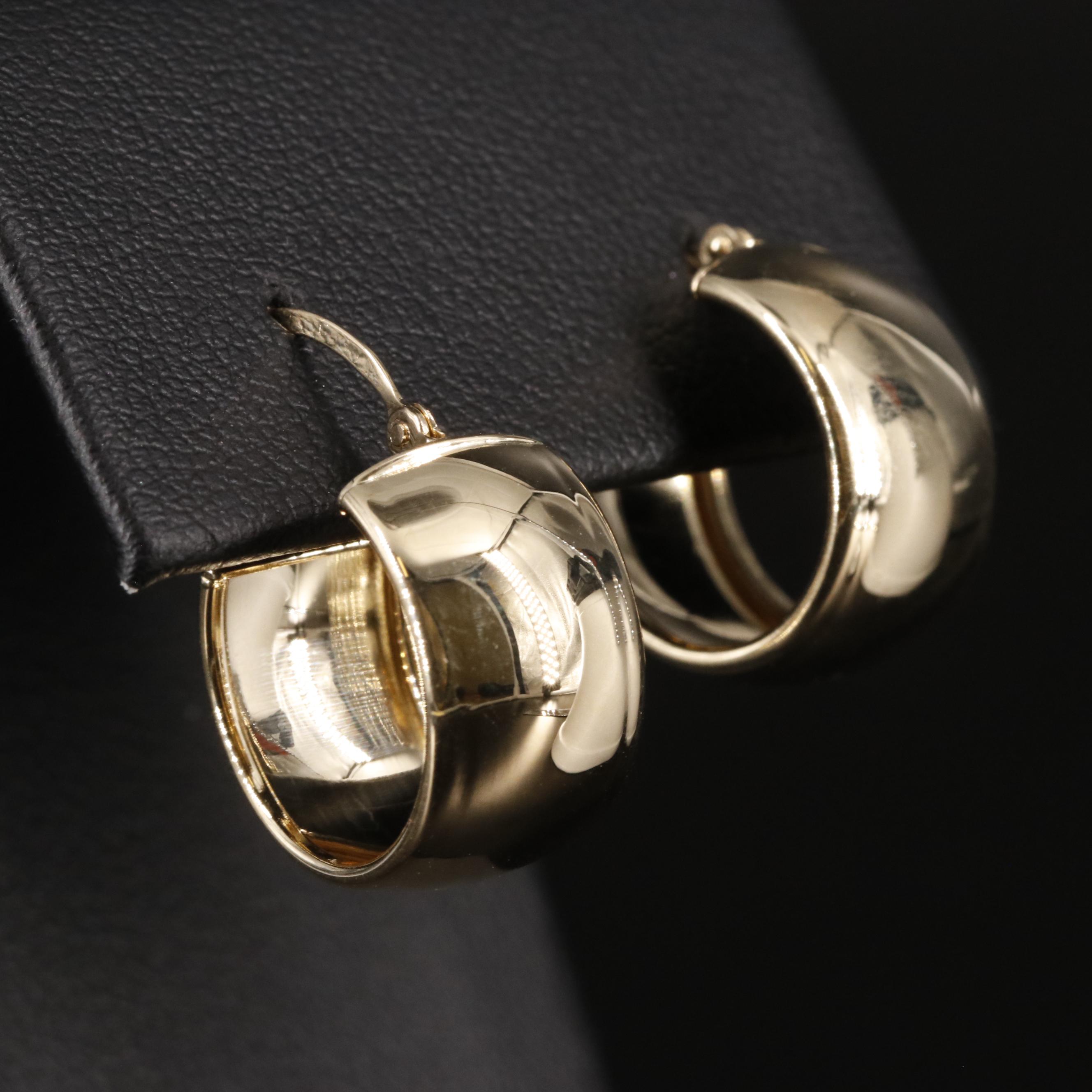 14K Wide Band Hoop Earrings