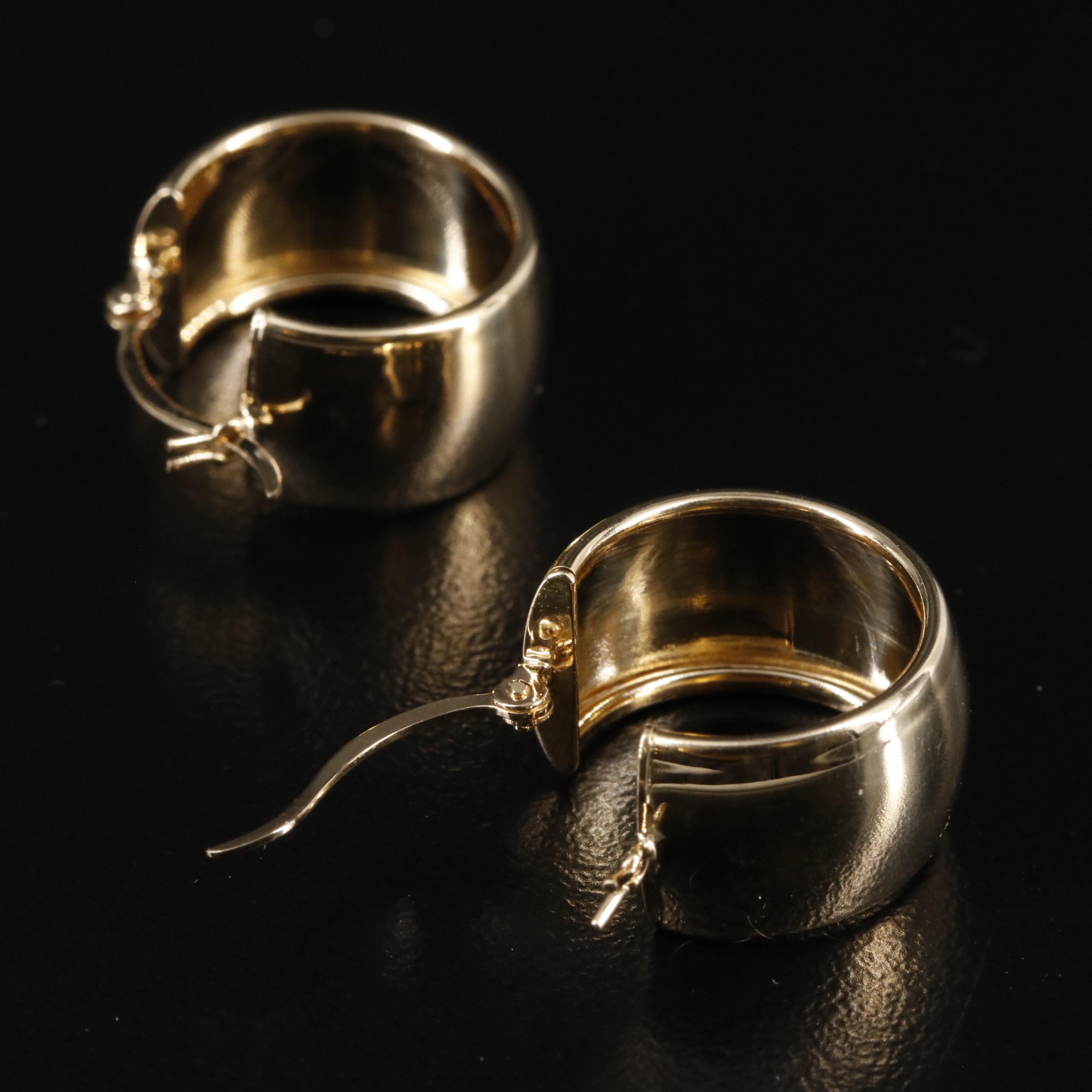 14K Wide Band Hoop Earrings