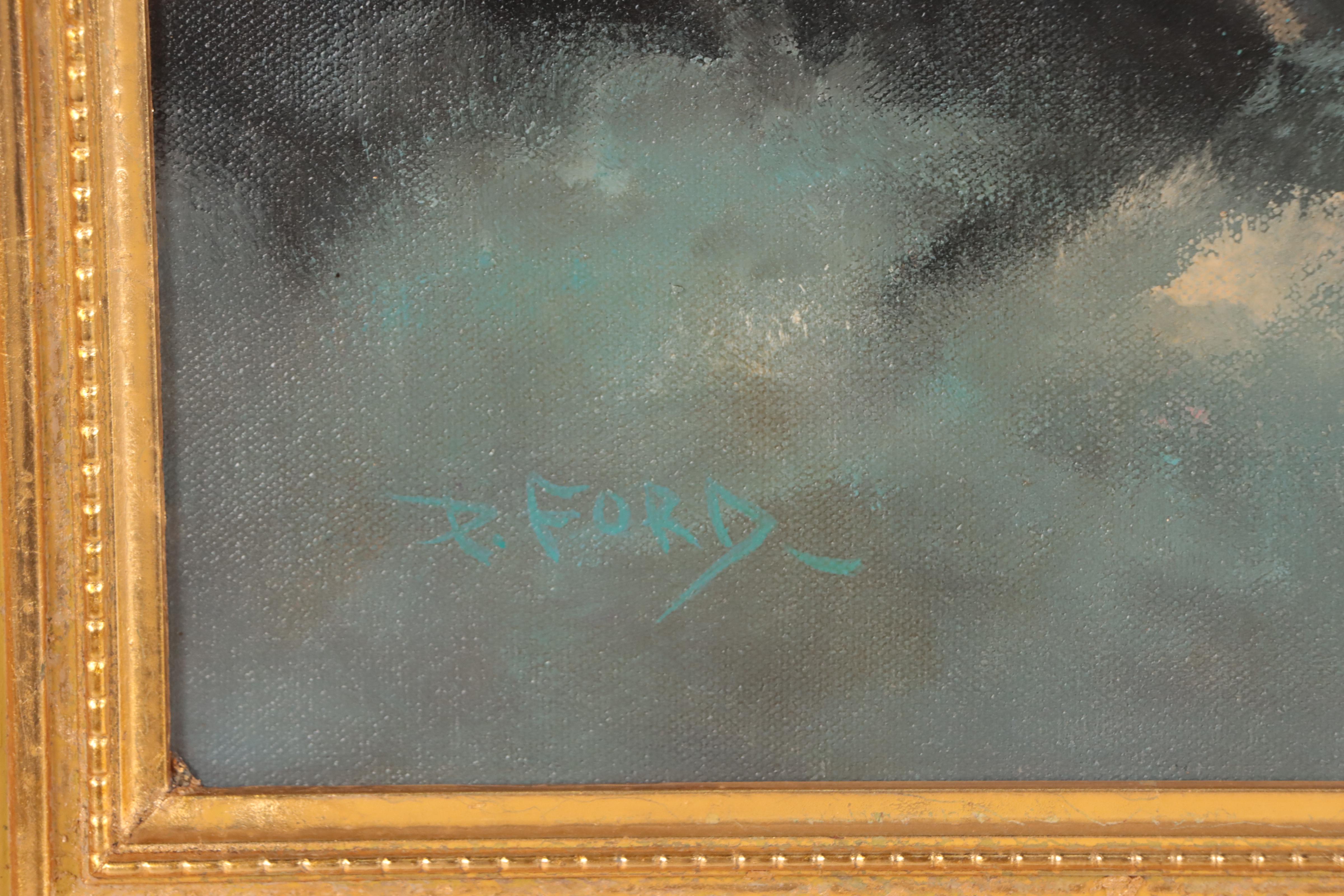 Pat Ford Oil Painting of Seascape "Sunrise Surf," 1983