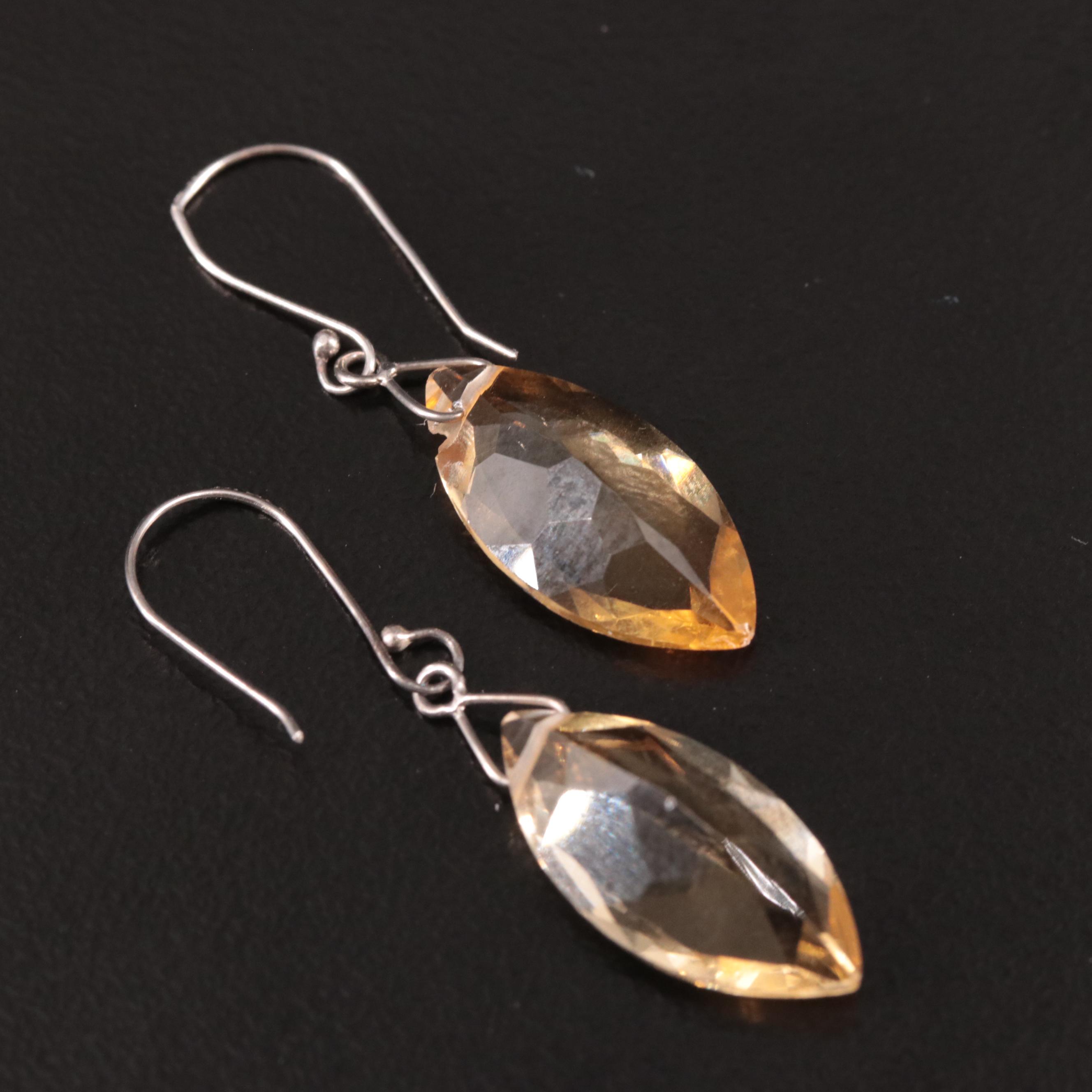 14K Citrine Drop Earrings