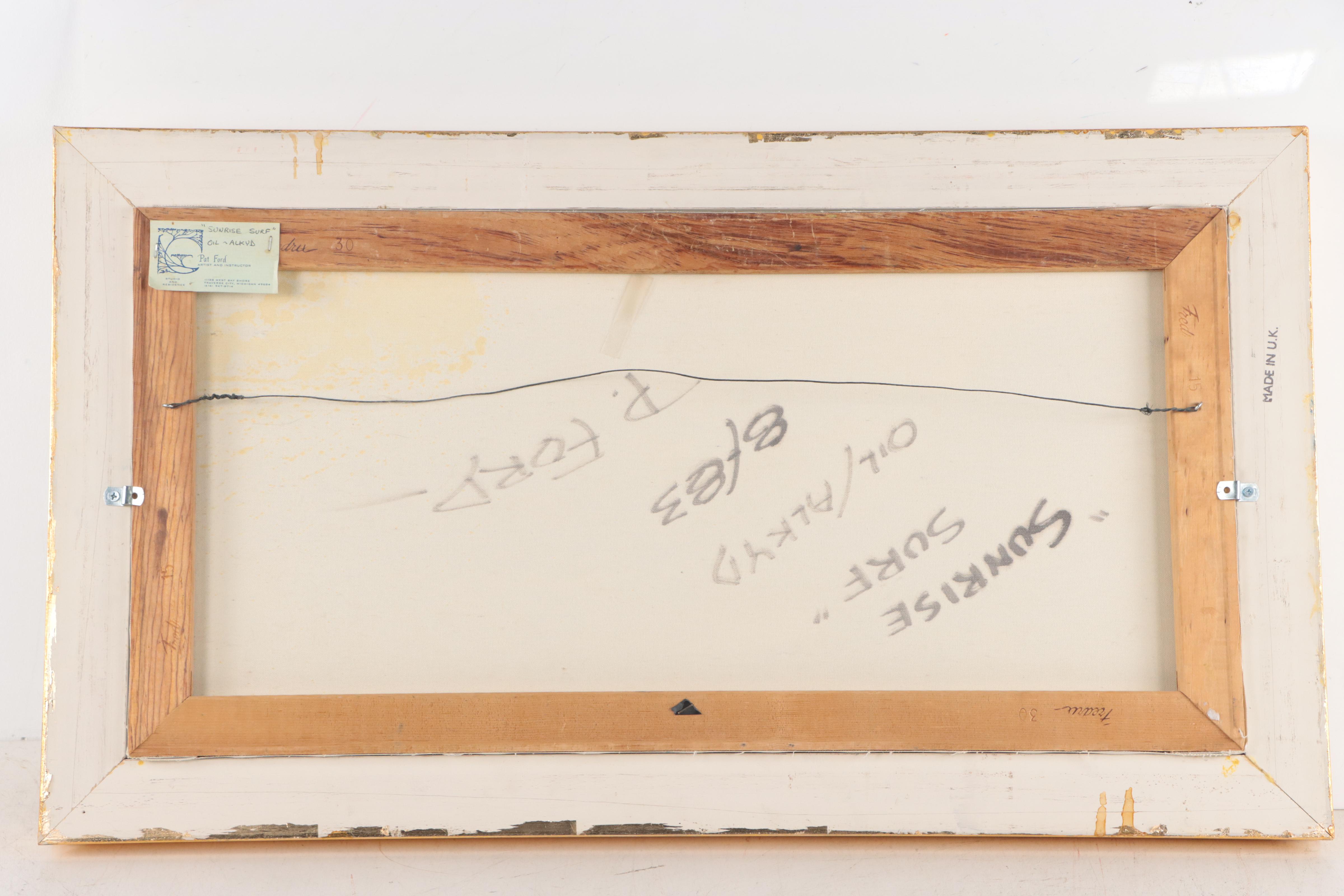 Pat Ford Oil Painting of Seascape "Sunrise Surf," 1983