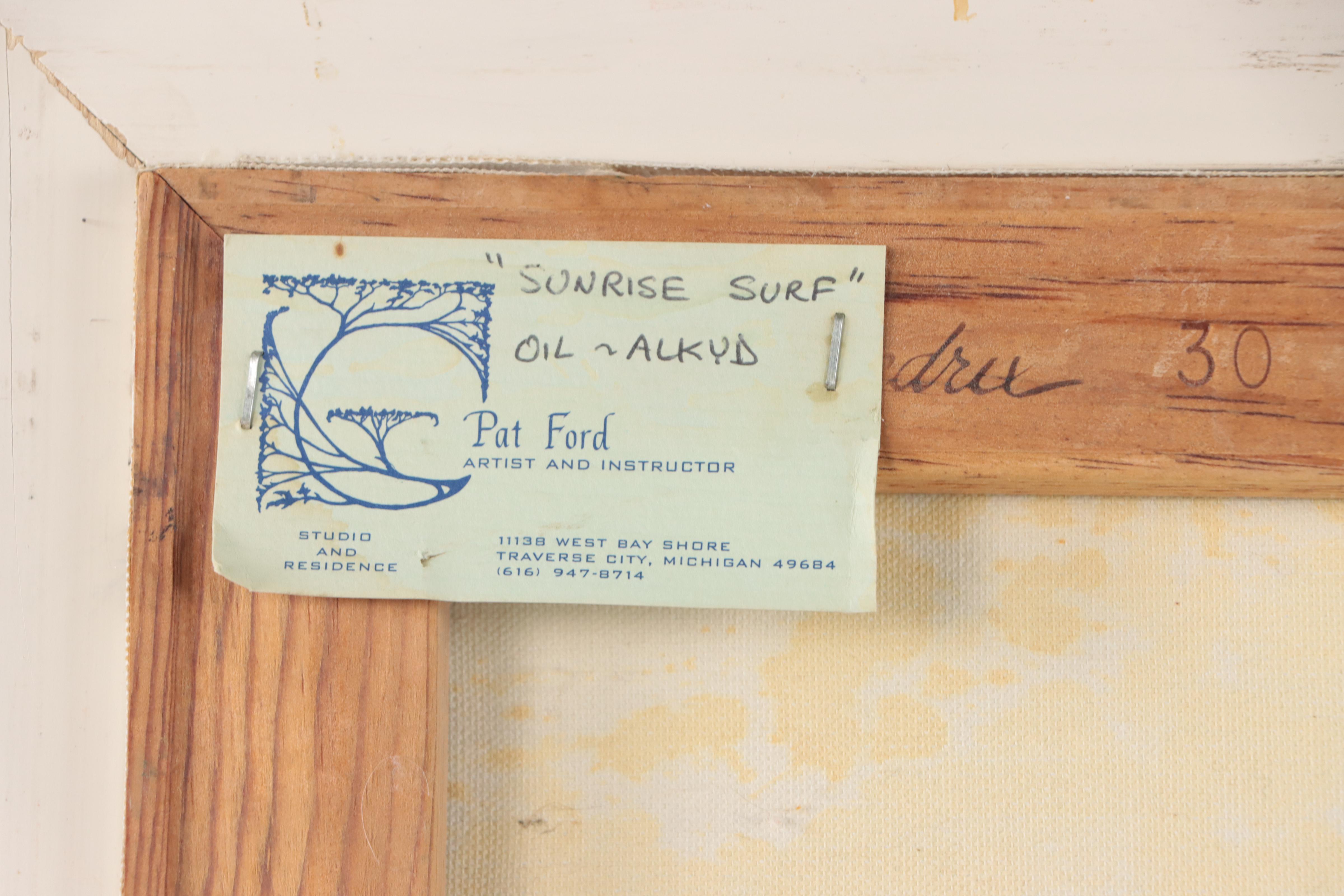 Pat Ford Oil Painting of Seascape "Sunrise Surf," 1983