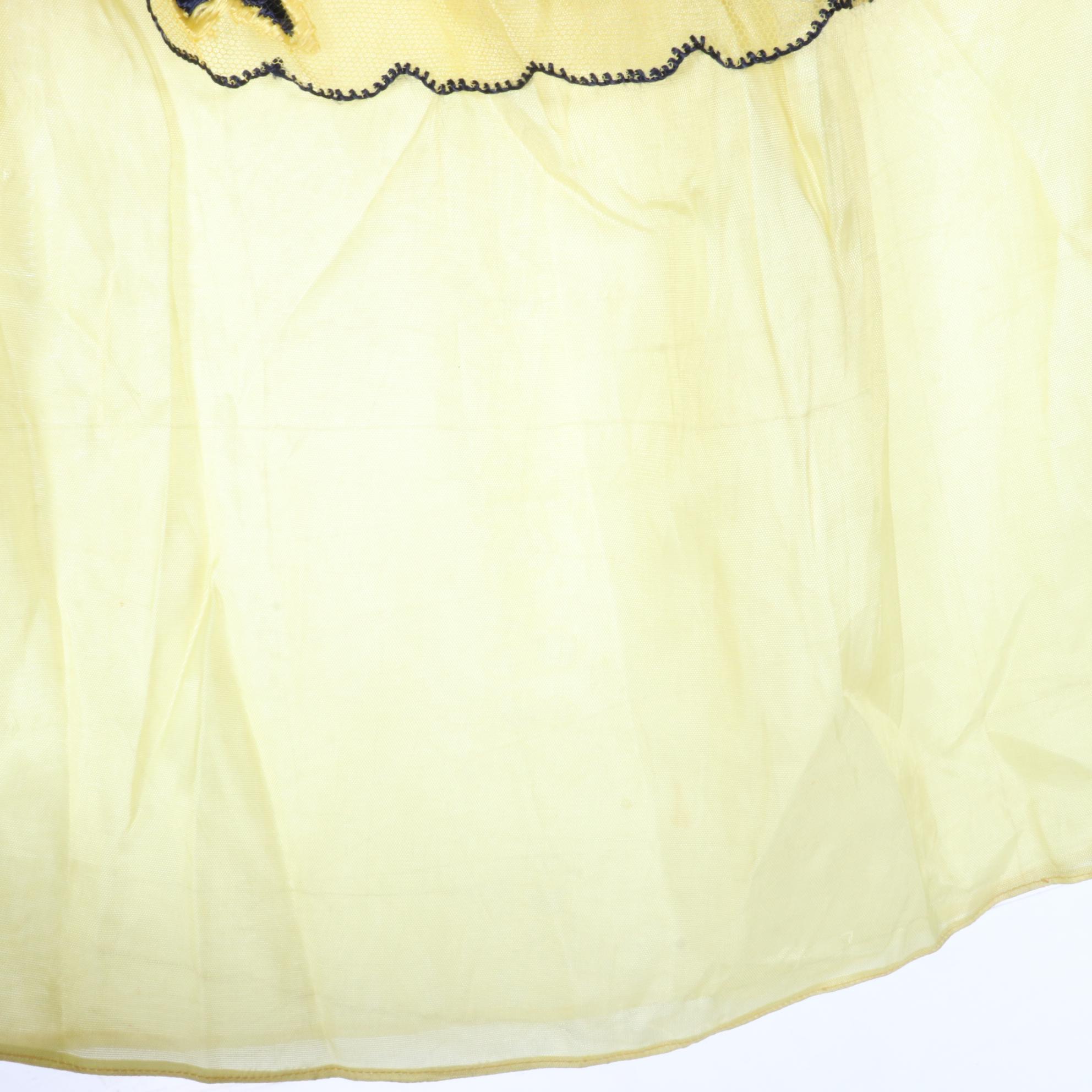 Vintage Mexican Chiapas Dress in Yellow and Black Embroidery