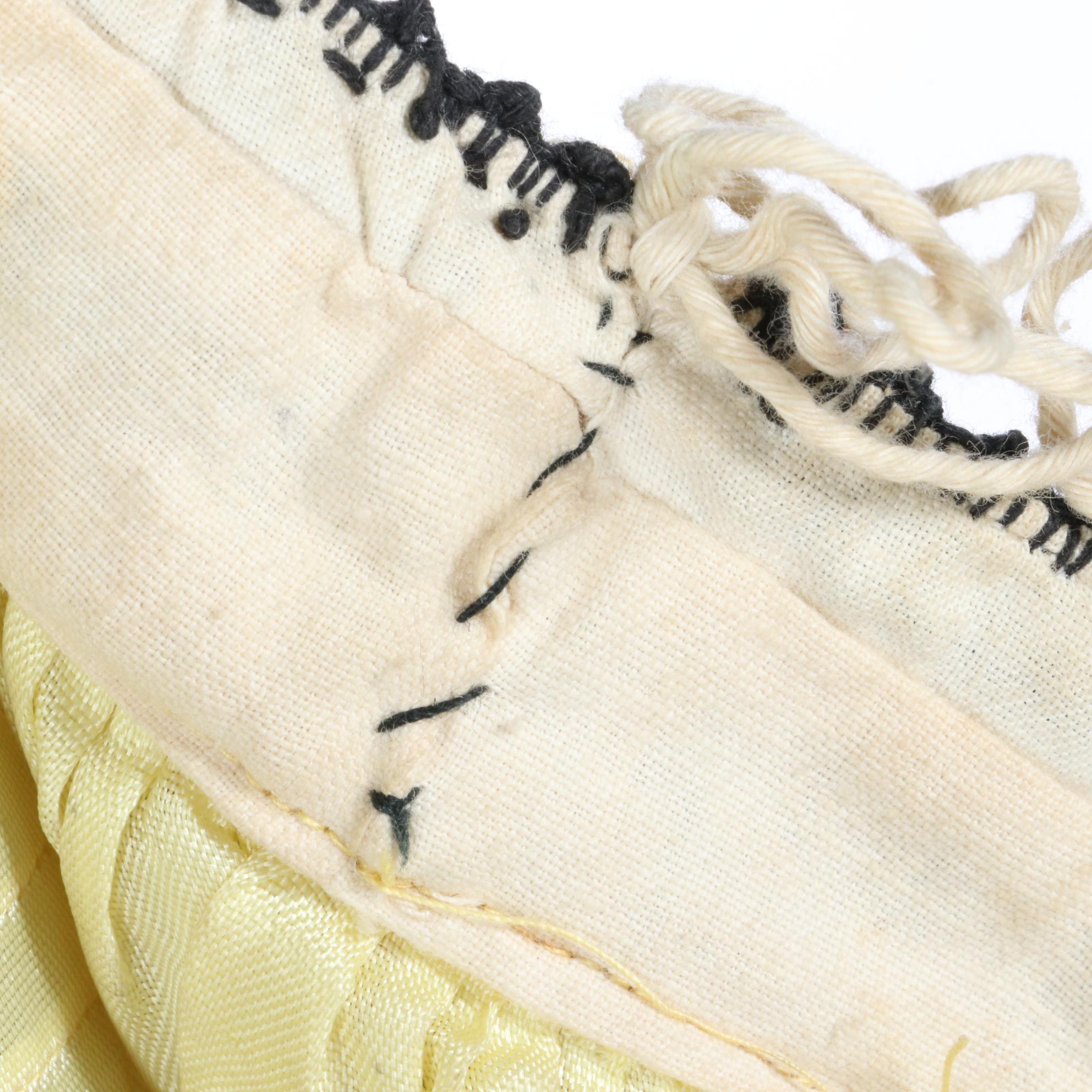 Vintage Mexican Chiapas Dress in Yellow and Black Embroidery