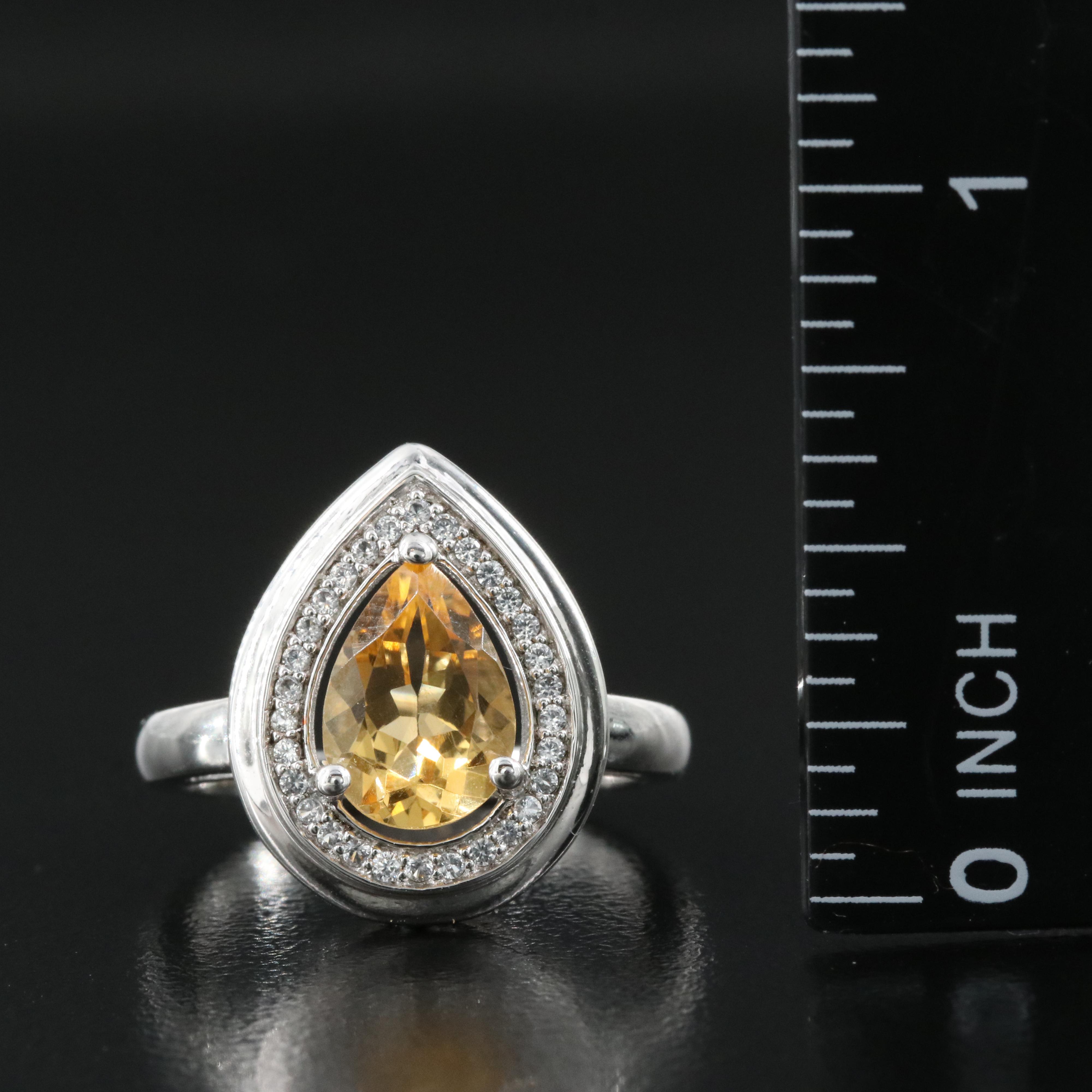 Sterling Citrine and Sapphire Ring