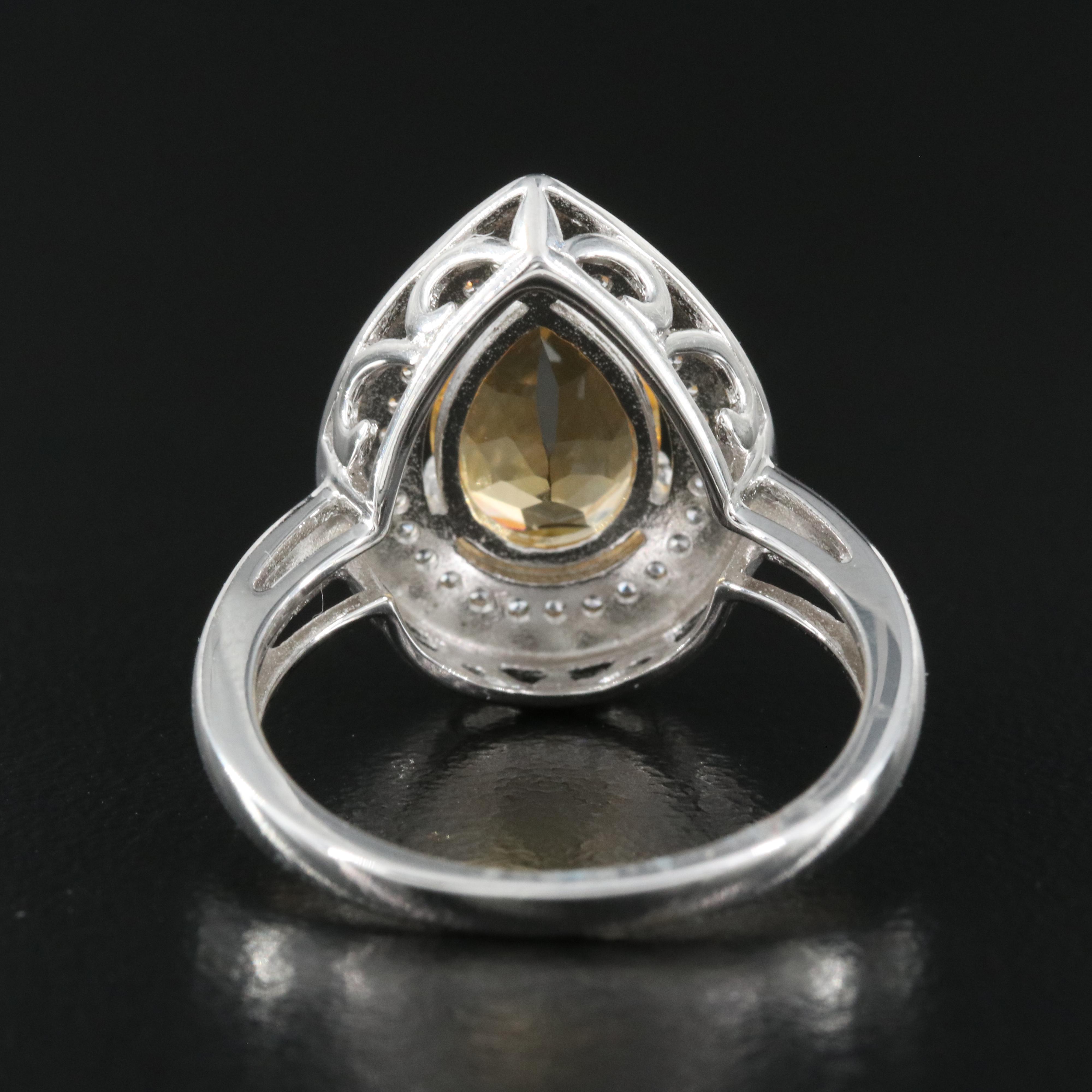 Sterling Citrine and Sapphire Ring