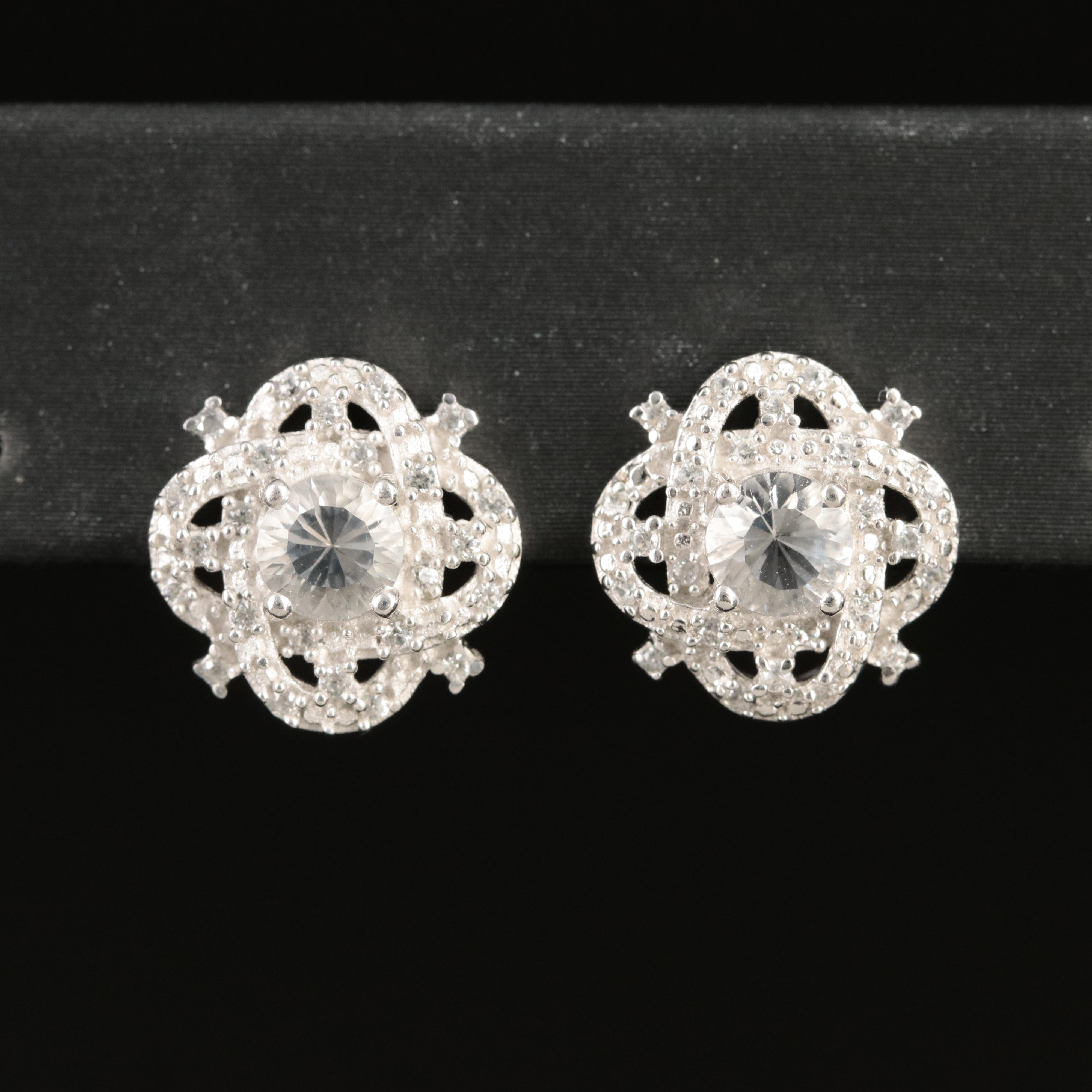 Sterling Petalite and Zircon Earrings