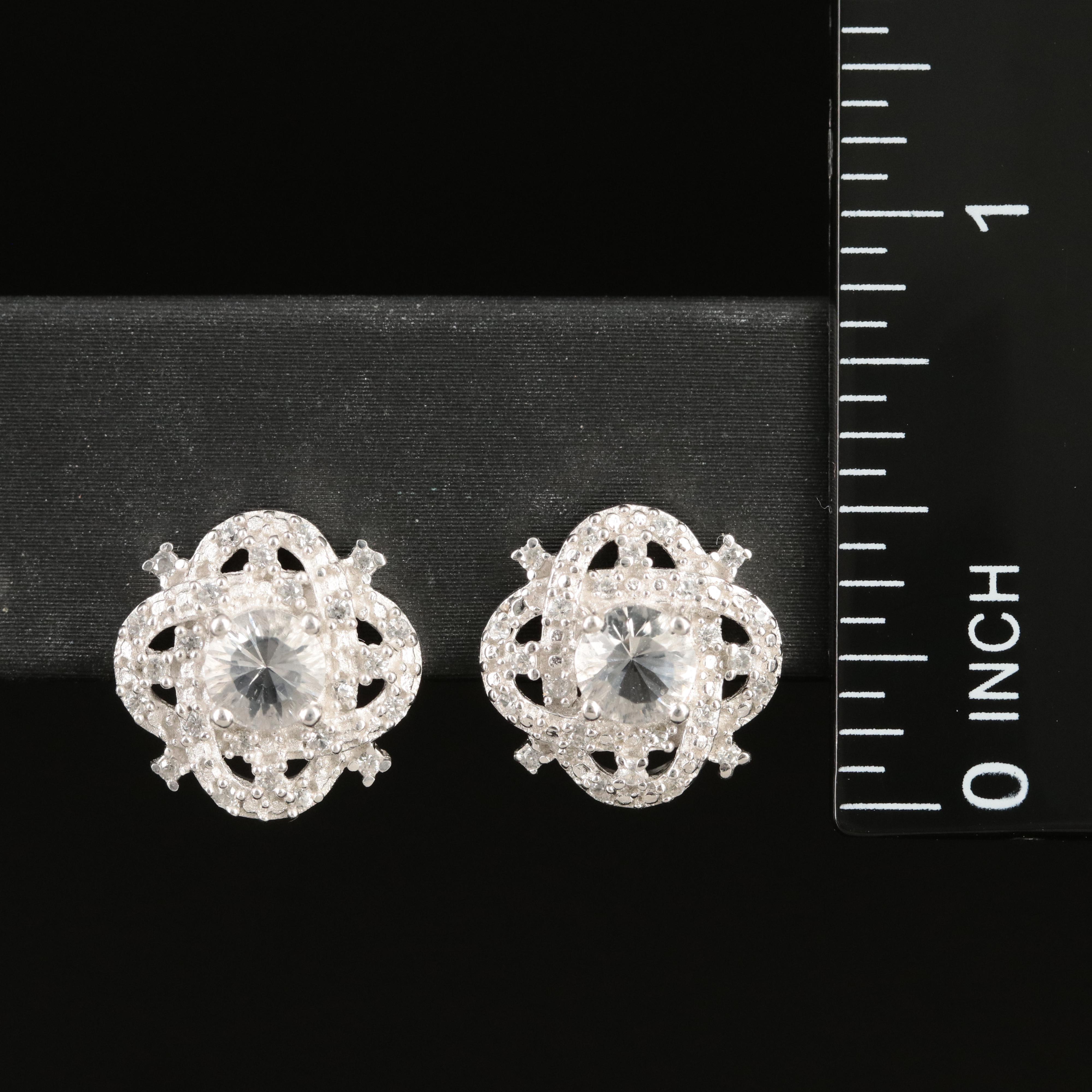 Sterling Petalite and Zircon Earrings