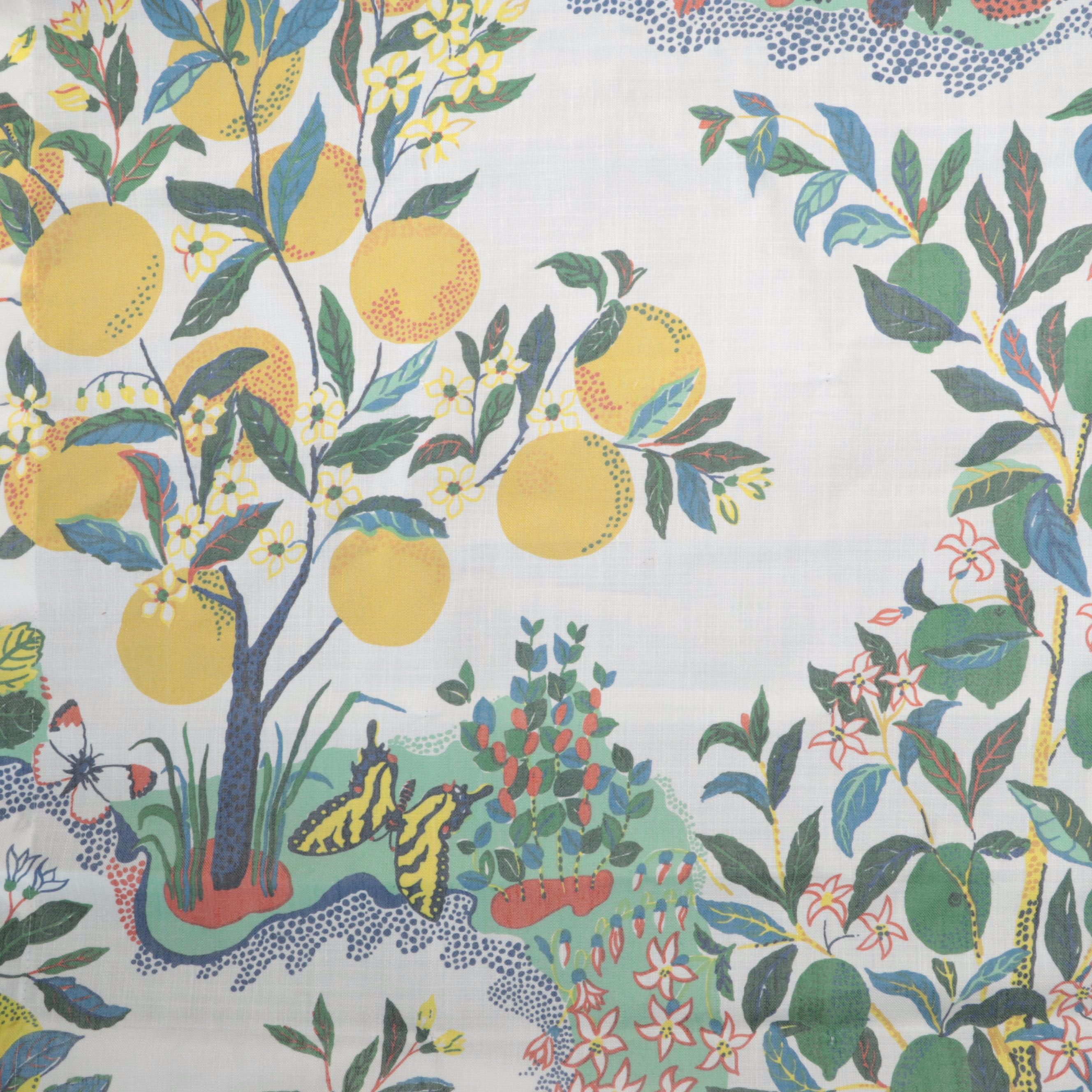 Pair of Lemon Tree and Floral Printed Fabric Roman Shades
