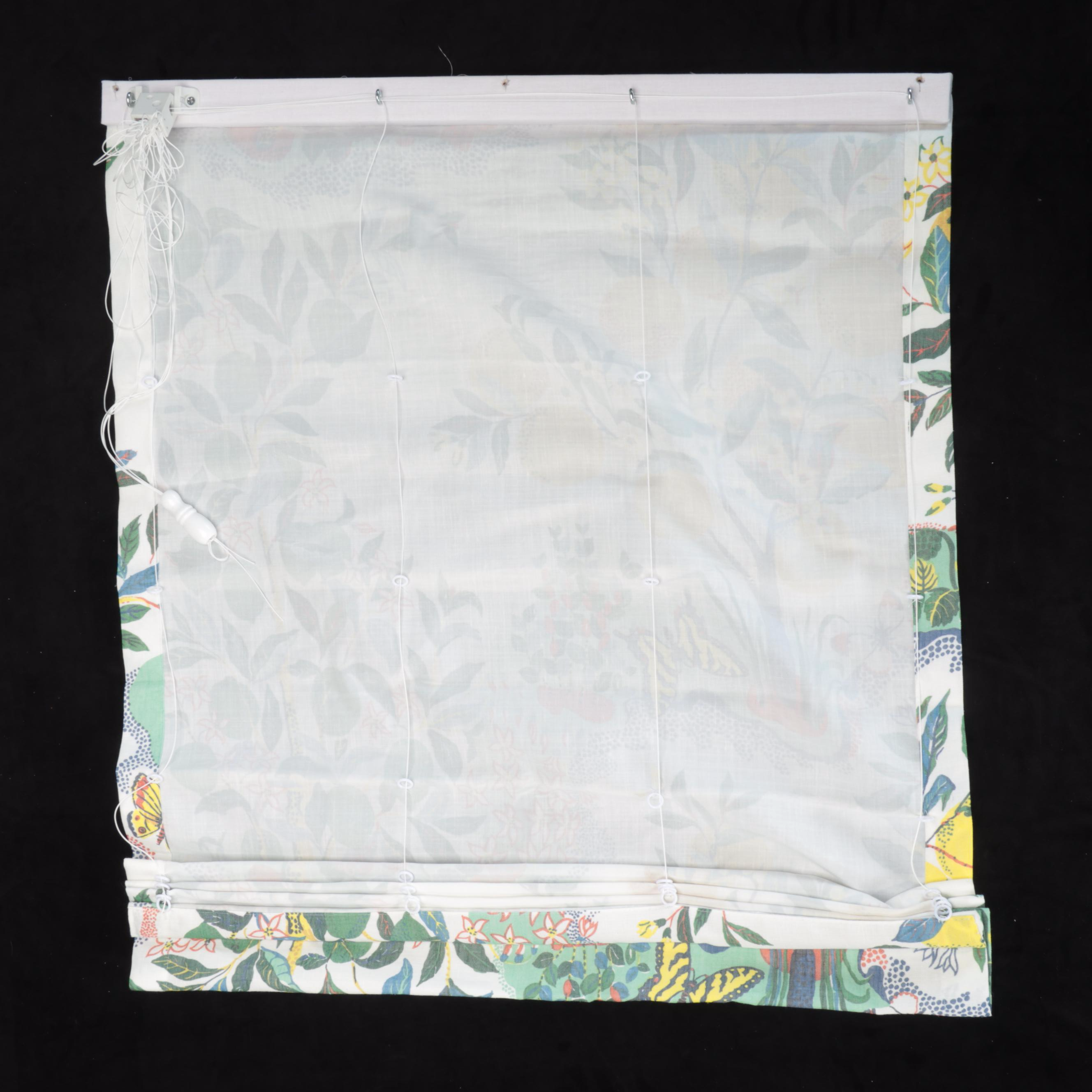 Pair of Lemon Tree and Floral Printed Fabric Roman Shades