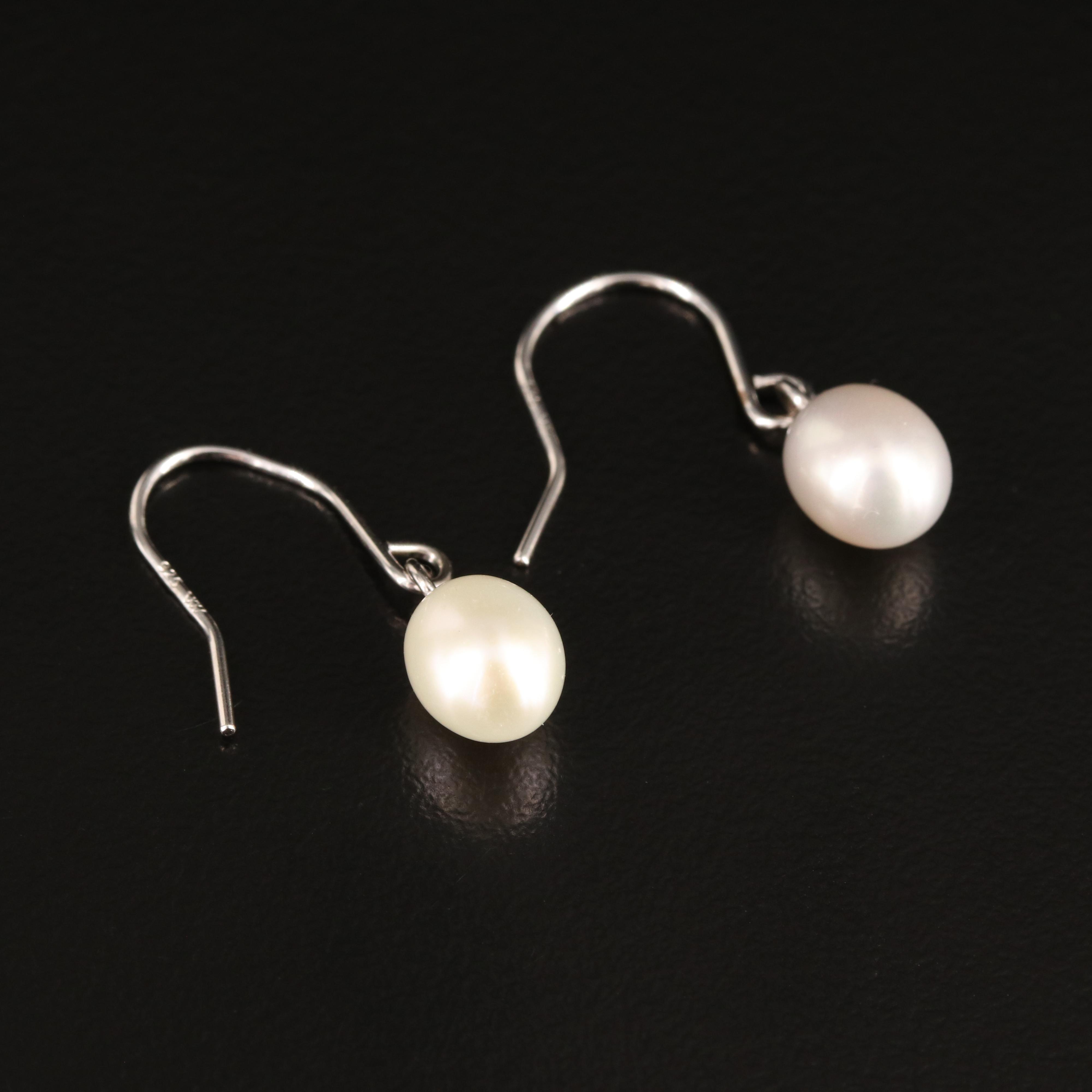 Sterling Pearl Dangle Earrings