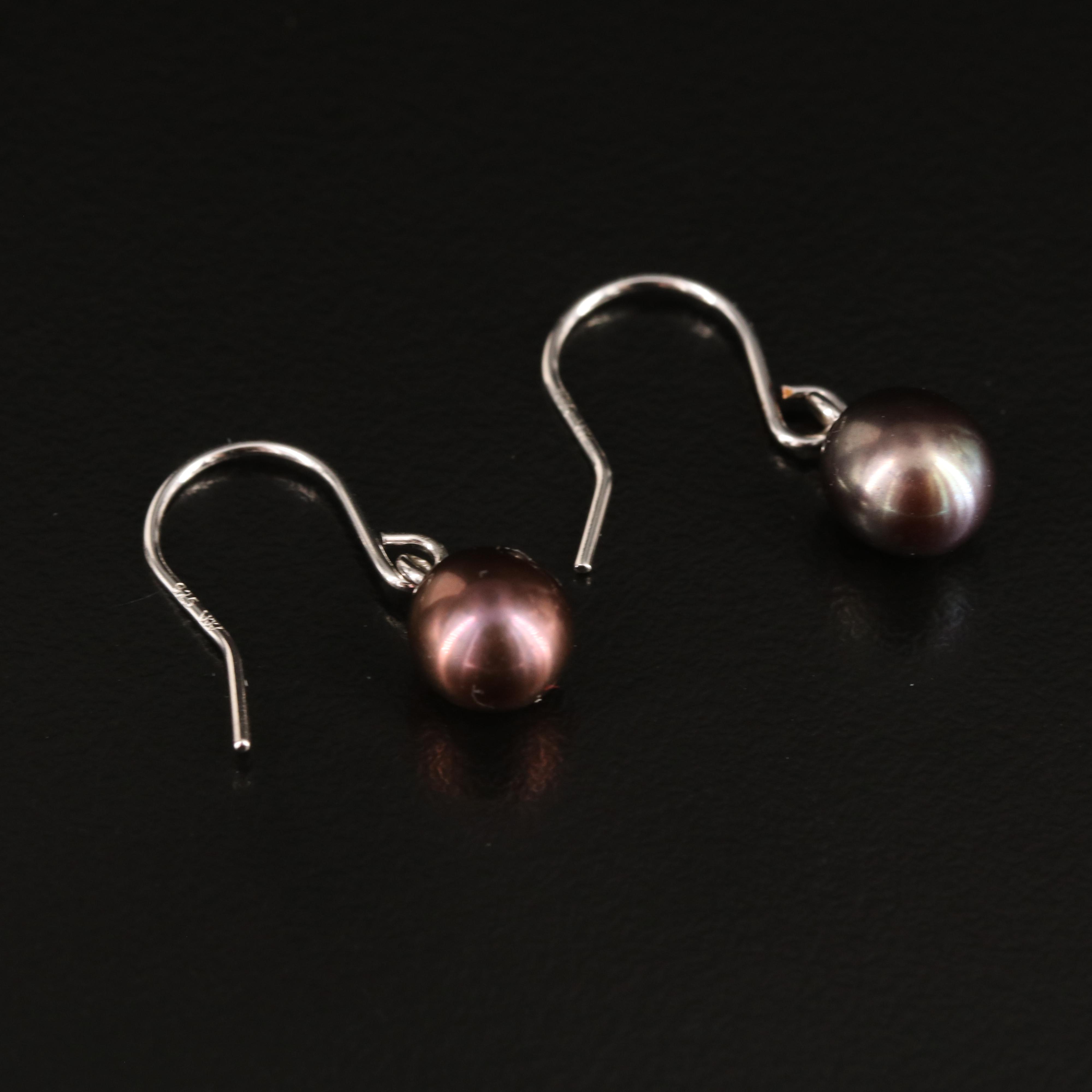 Sterling Pearl Dangle Earrings