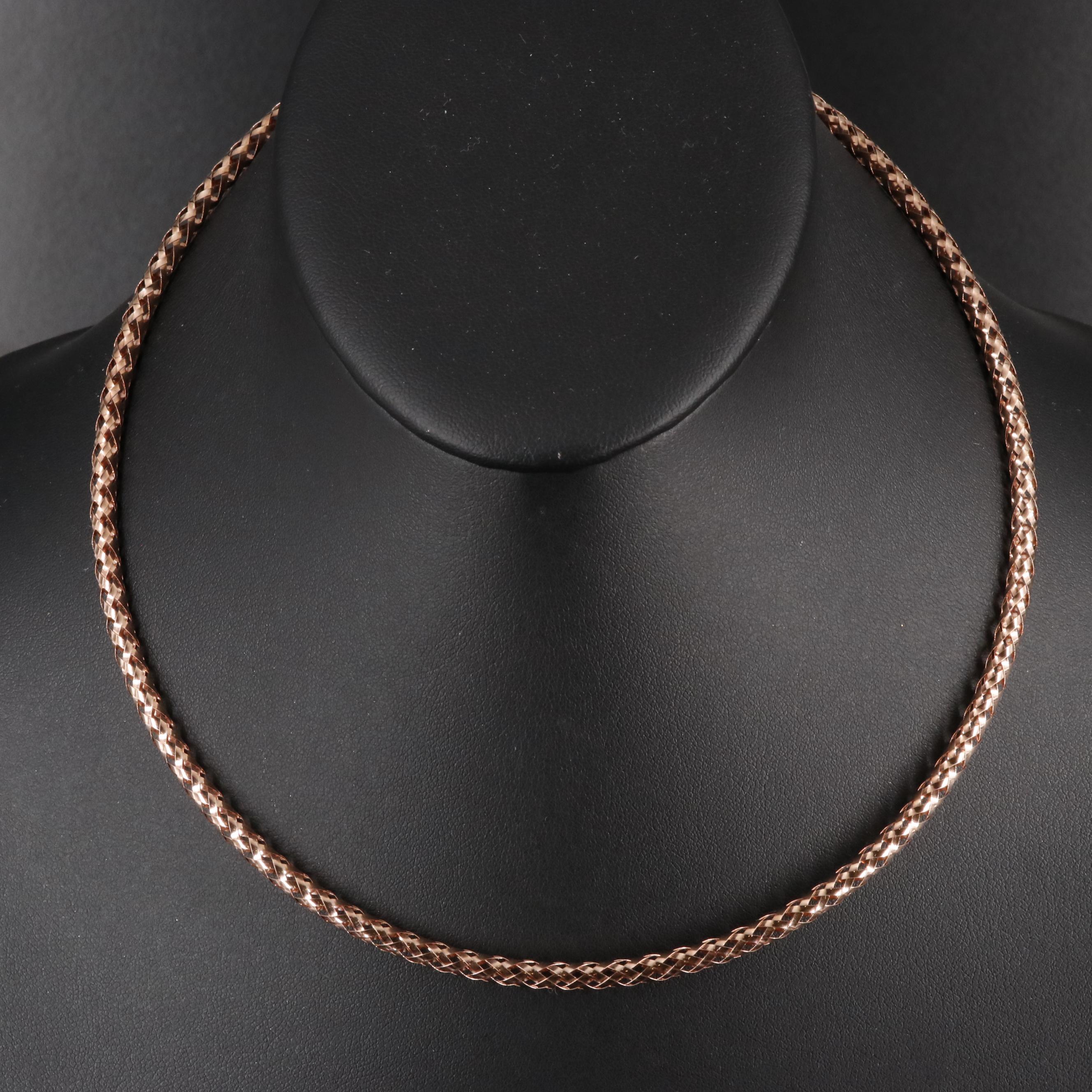 14K Rose Gold Mesh Chain Necklace