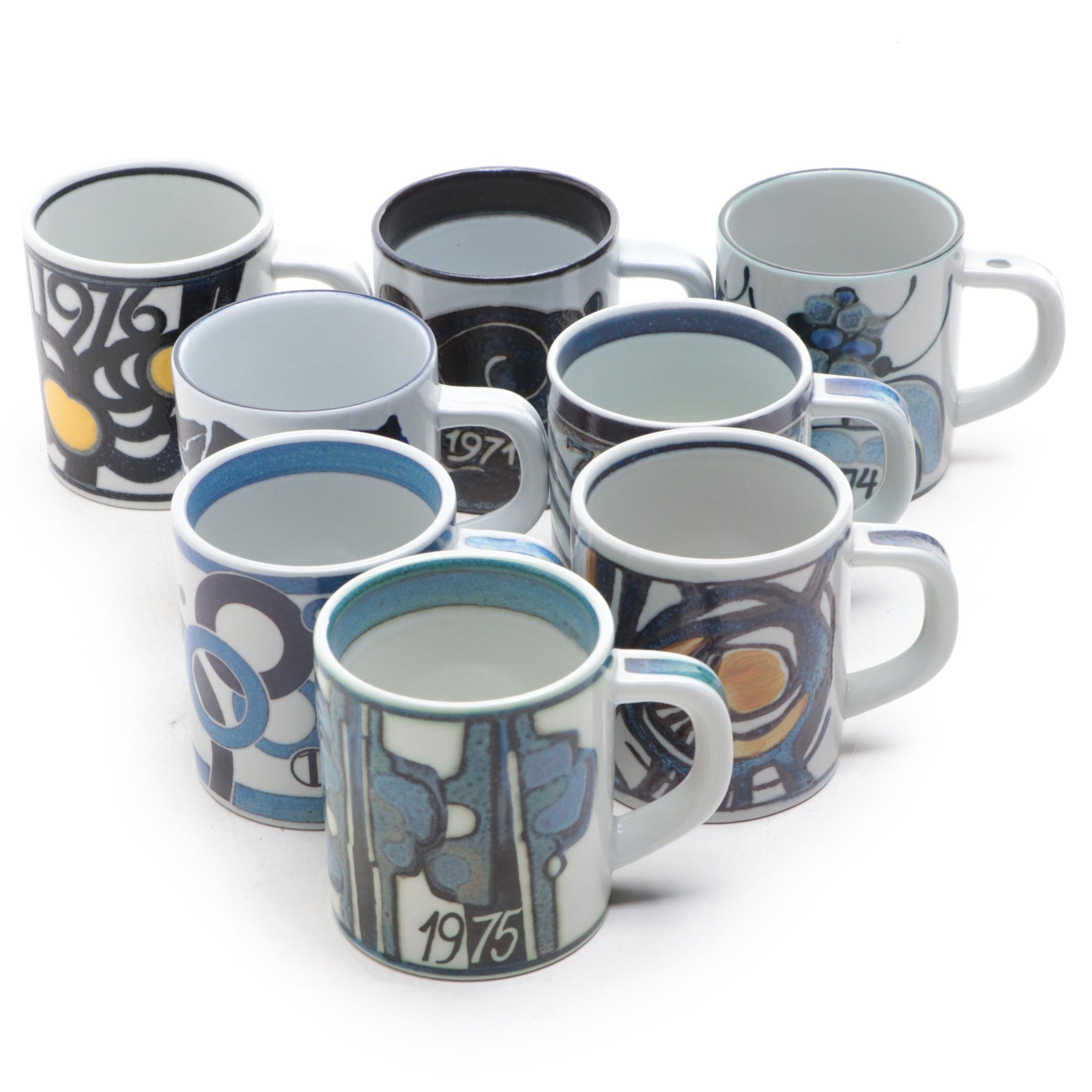 Royal Copenhagen Artist Signed Annual Porcelain Mugs