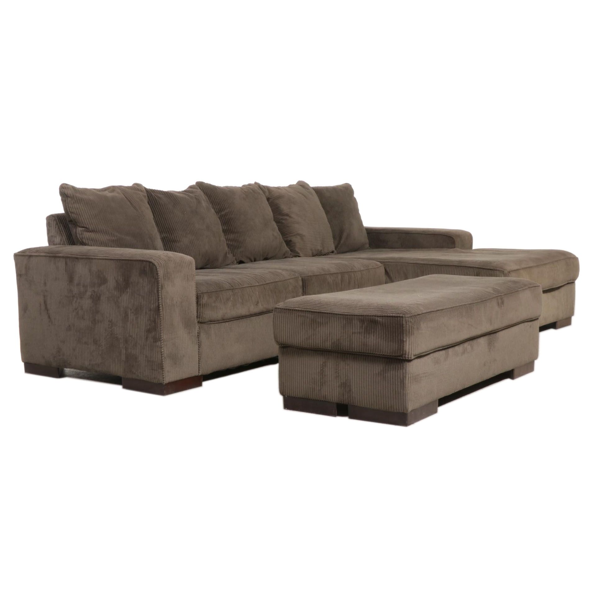 Ashley Furniture Corduroy Three-Piece Sectional Sofa