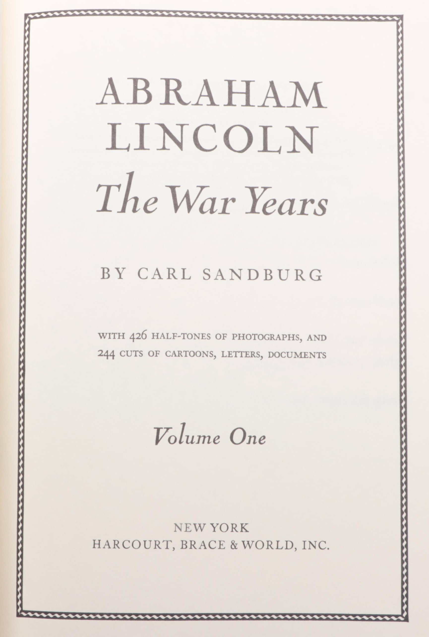 "Abraham Lincoln: The War Years" Four-Volume Set by Carl Sandburg