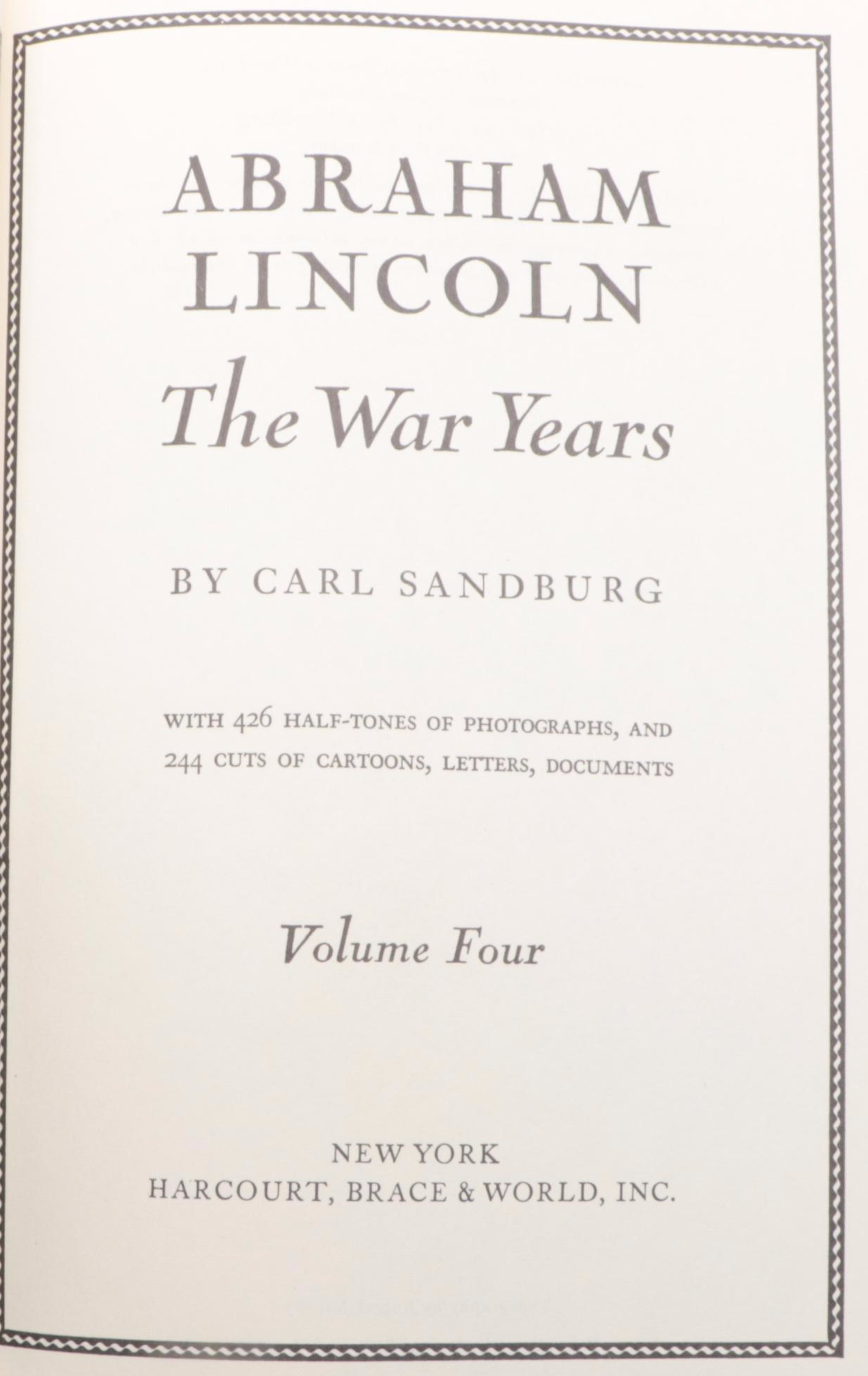 "Abraham Lincoln: The War Years" Four-Volume Set by Carl Sandburg
