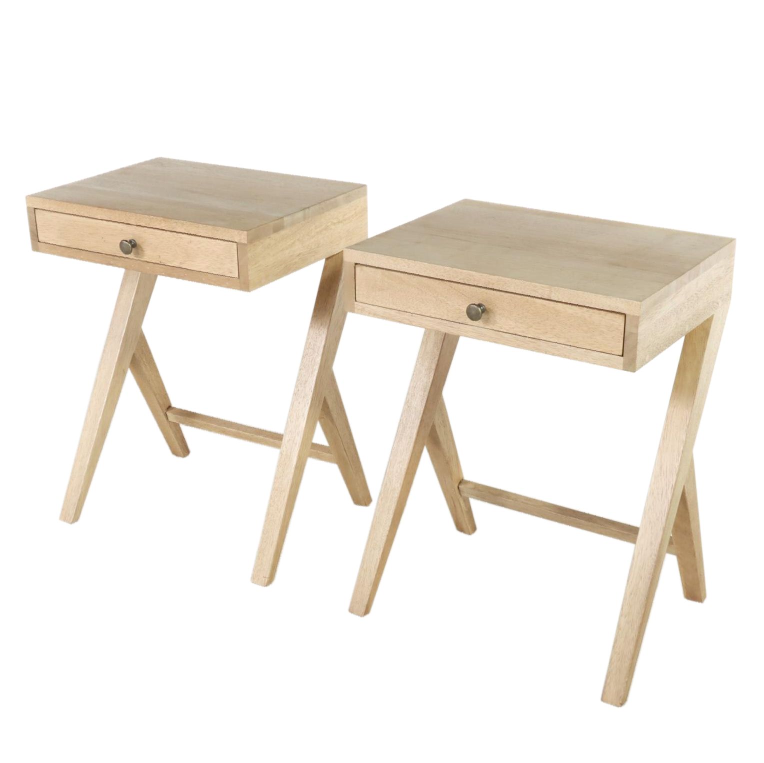 Pair of Modernist Style Hardwood Side Tables