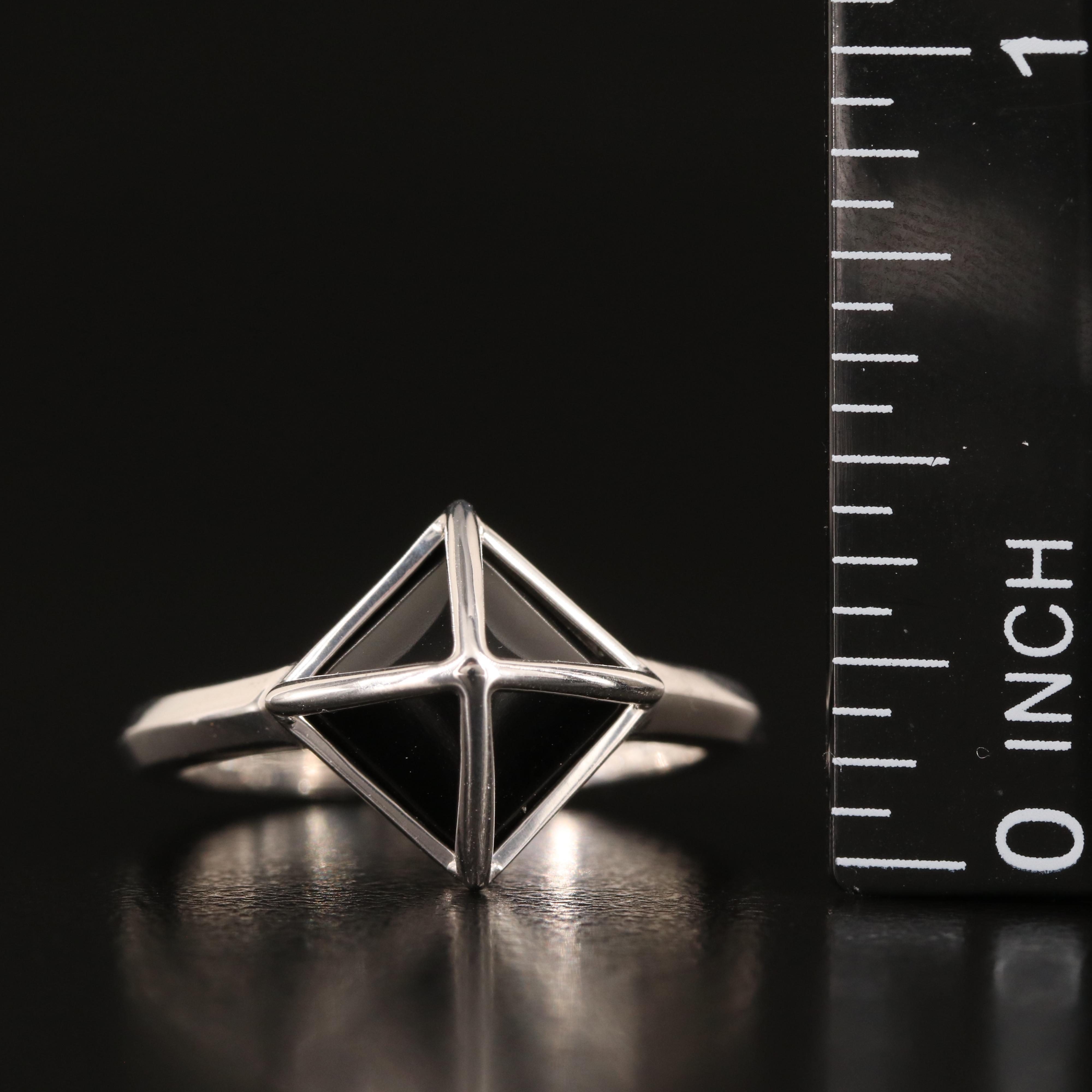 Sterling Faux Black Onyx Pyramid Ring