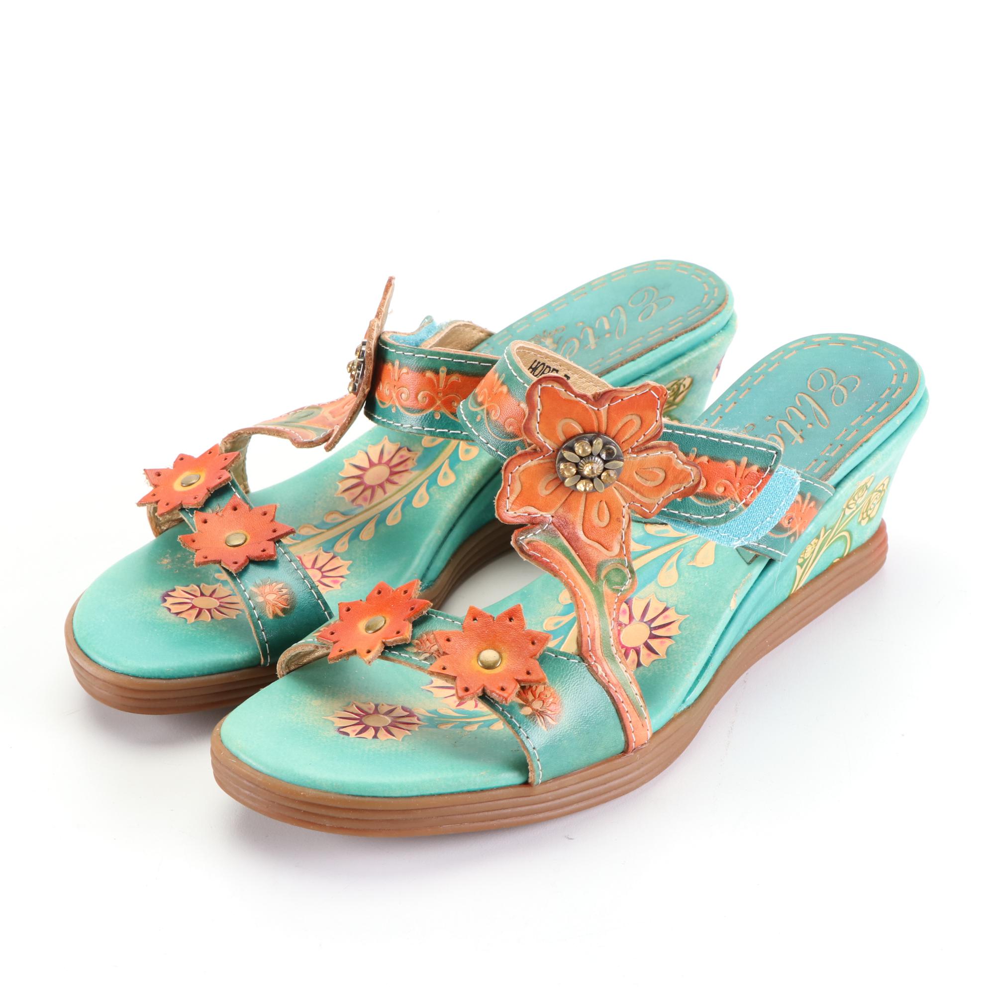 Elite by Corky's Mulitcolor Wedge Sandals in Leather