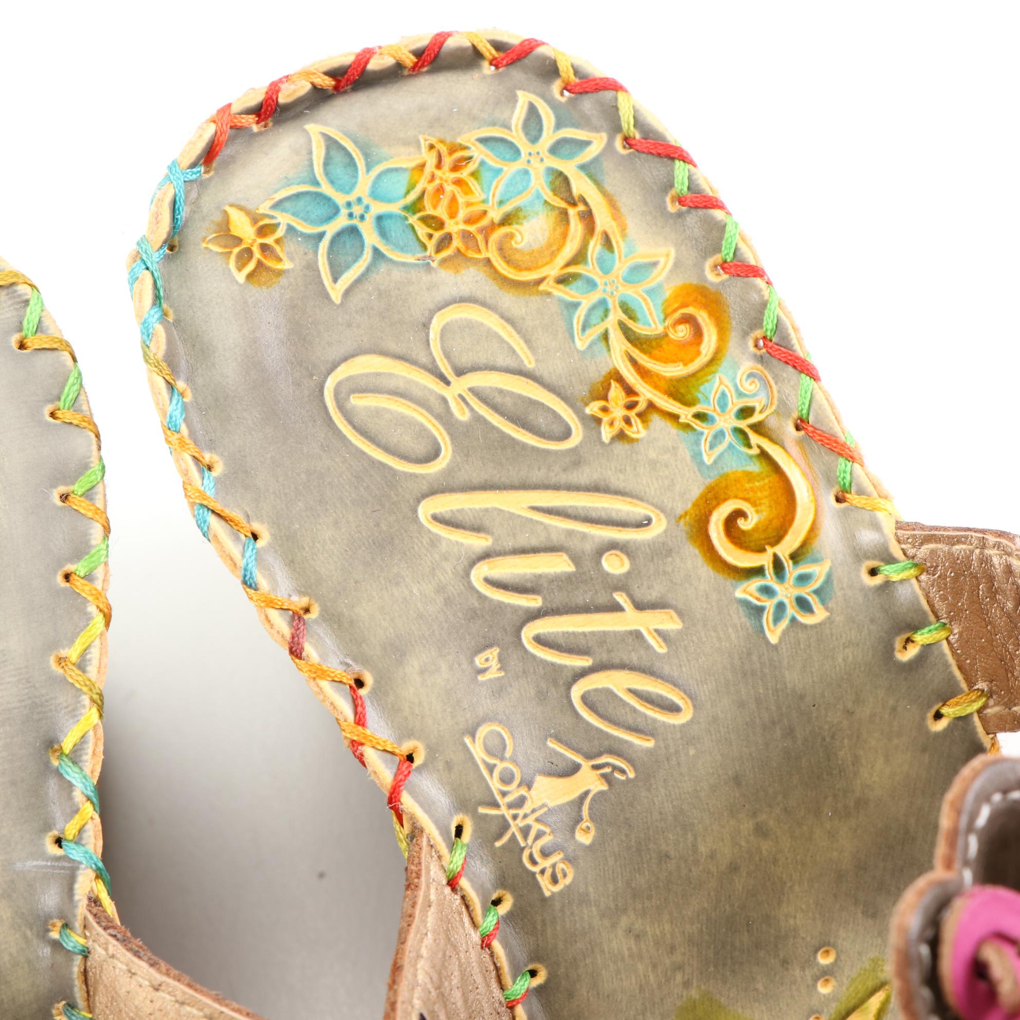 Elite by Corky's Mulitcolor Wedge Sandals in Leather