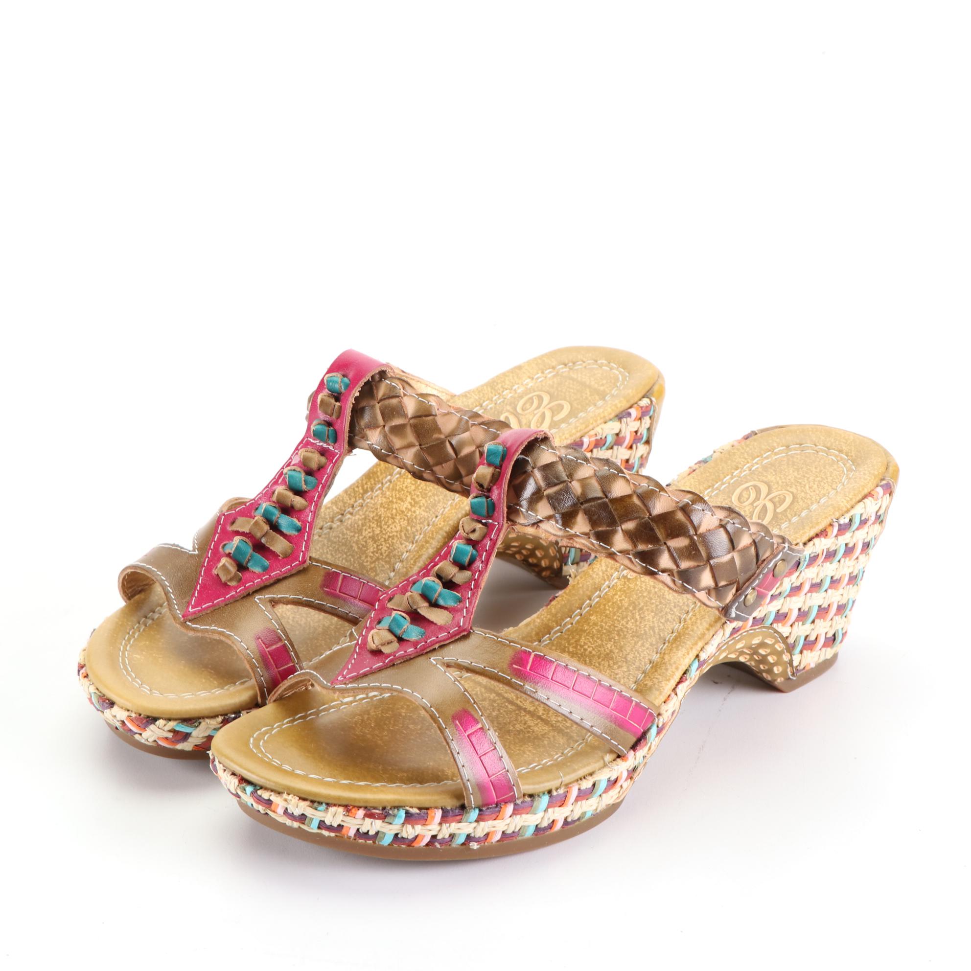 Elite by Corky's Mulitcolor Wedge Sandals in Leather