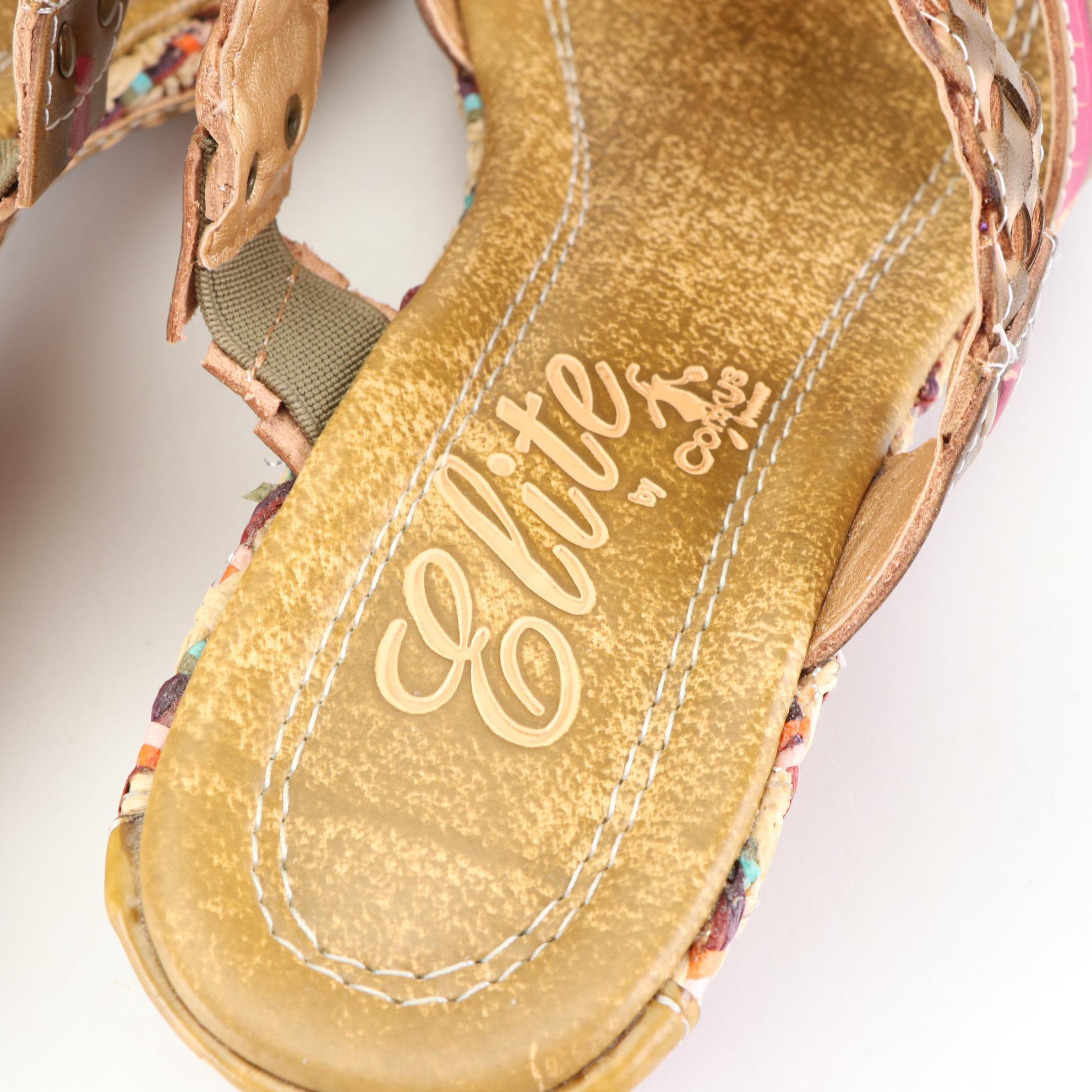 Elite by Corky's Mulitcolor Wedge Sandals in Leather