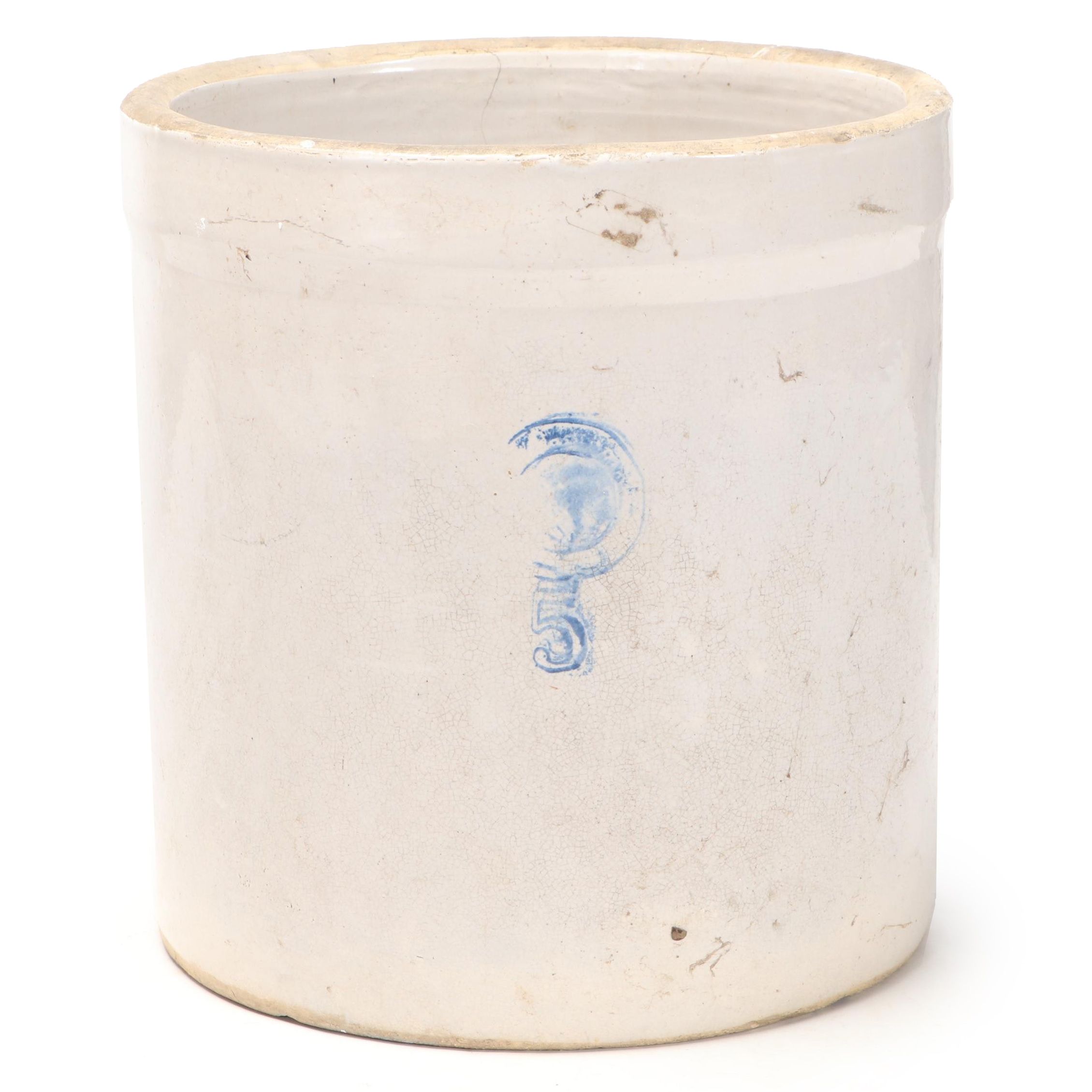5 Gallon Salt Glazed Stoneware Crock, Early 20th Century