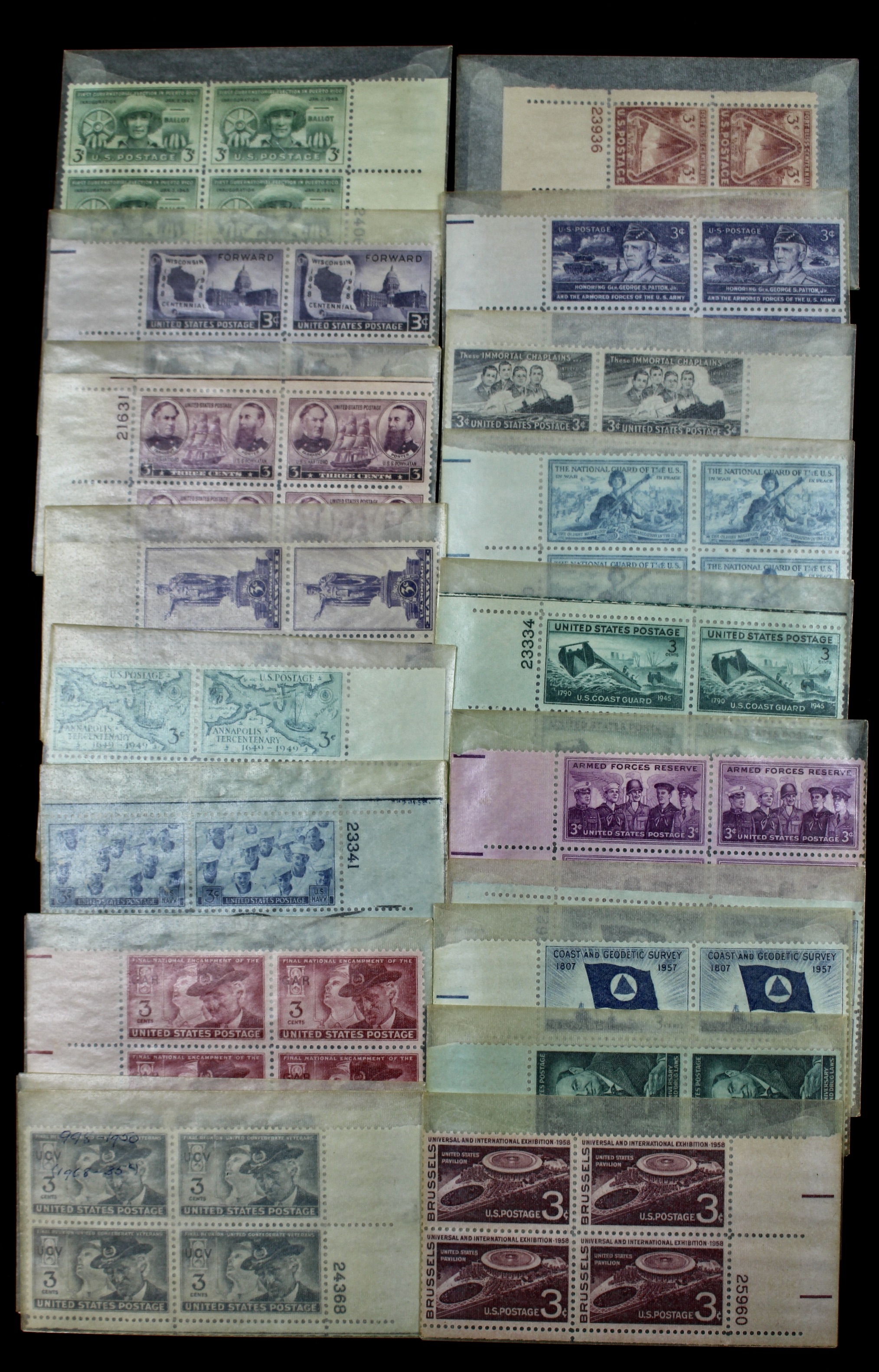 Over 700 3-Cent, 4-Cent and 8-Cent U.S. Plate Blocks
