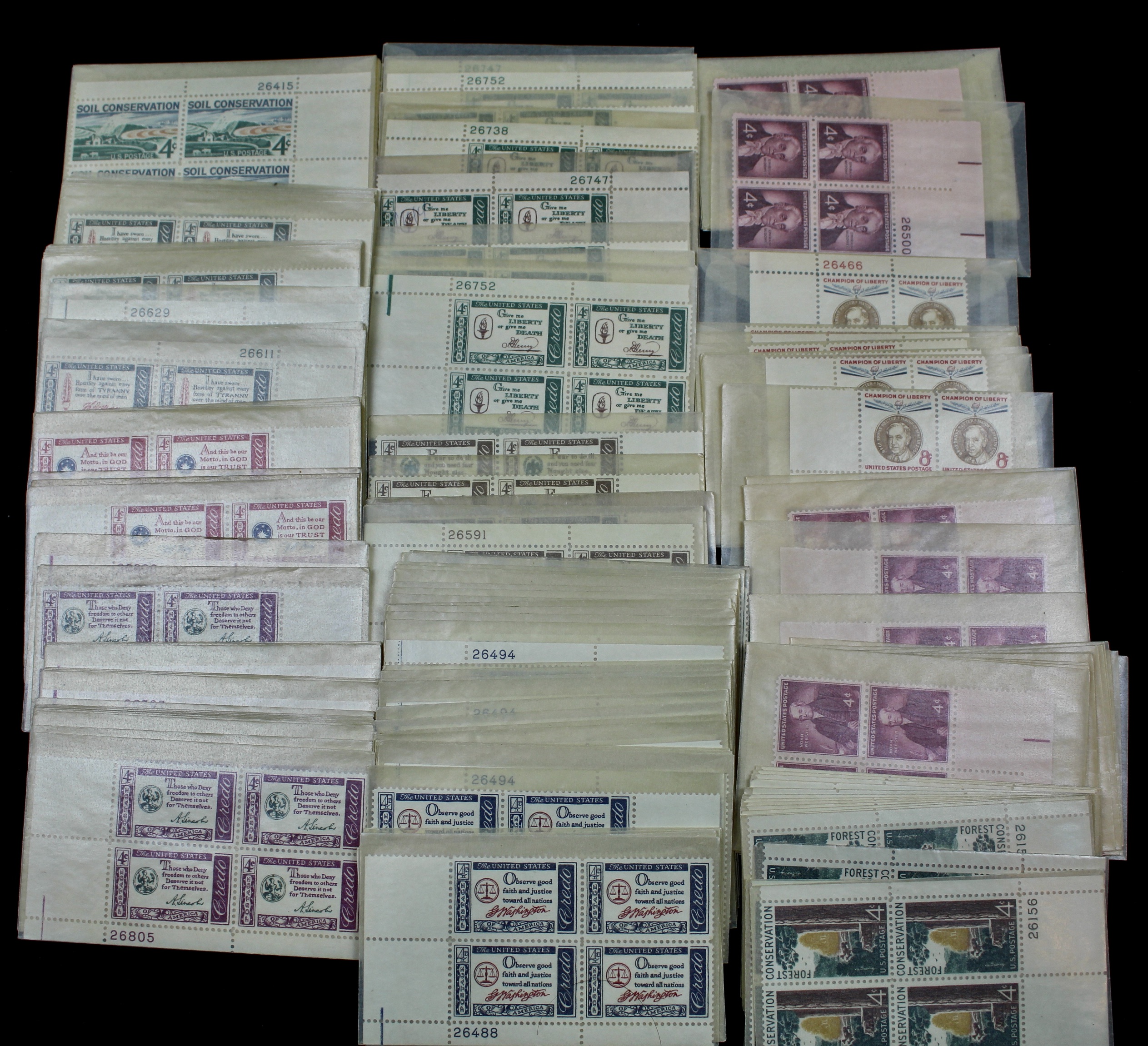 Over 700 3-Cent, 4-Cent and 8-Cent U.S. Plate Blocks