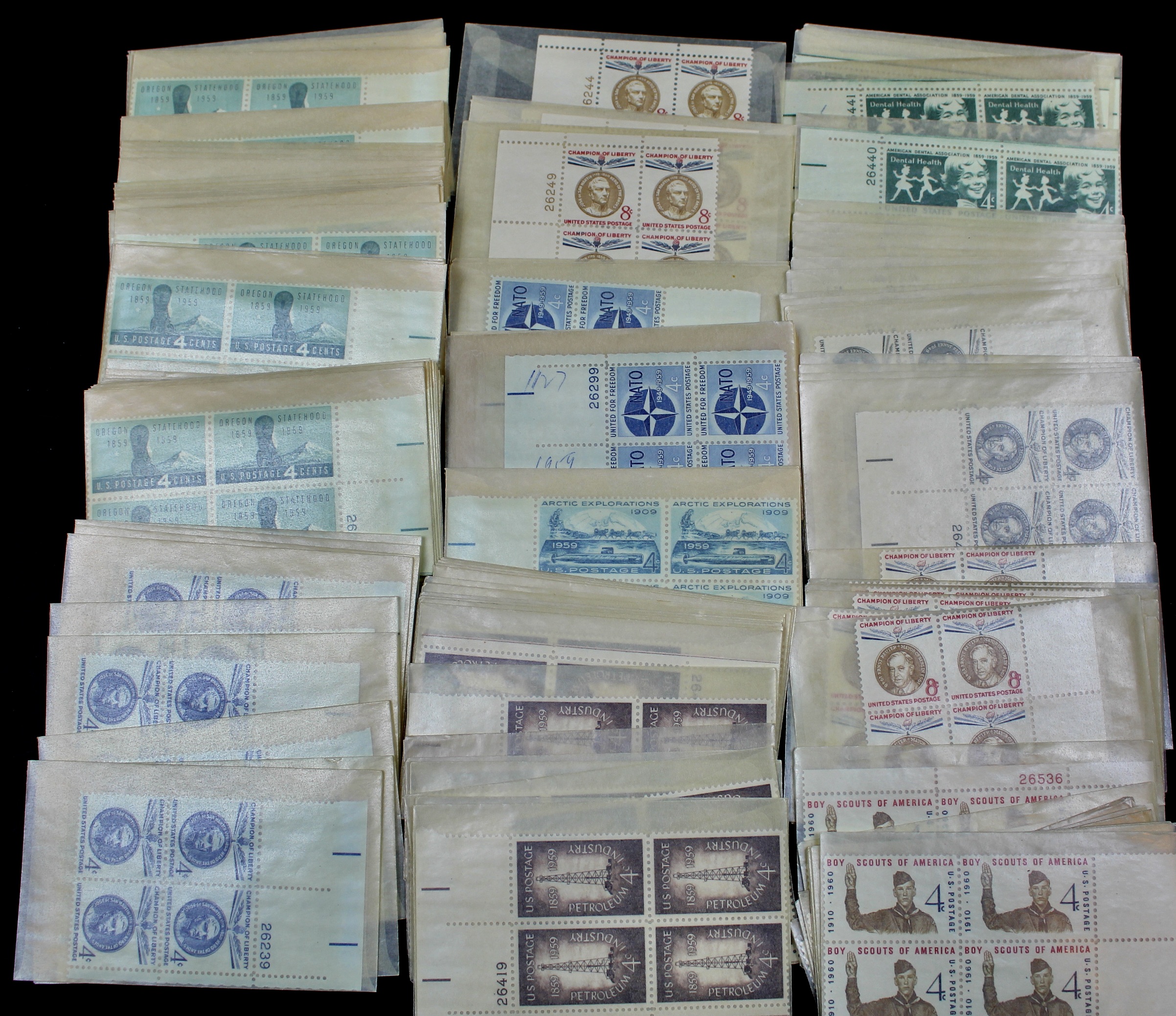 Over 700 3-Cent, 4-Cent and 8-Cent U.S. Plate Blocks