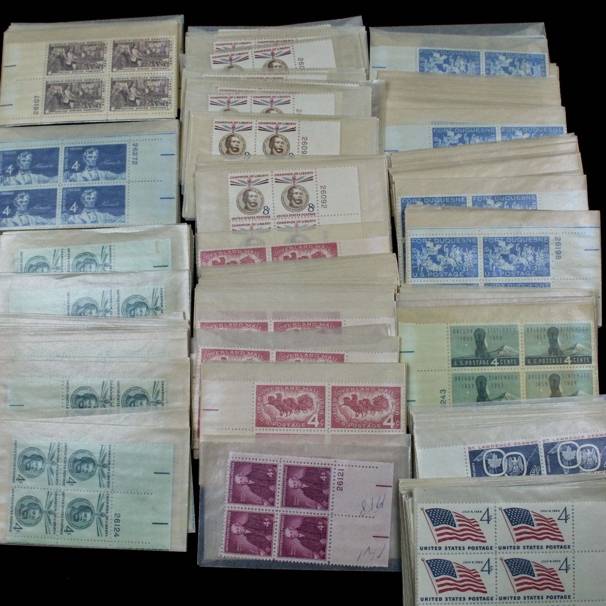 Over 700 3-Cent, 4-Cent and 8-Cent U.S. Plate Blocks