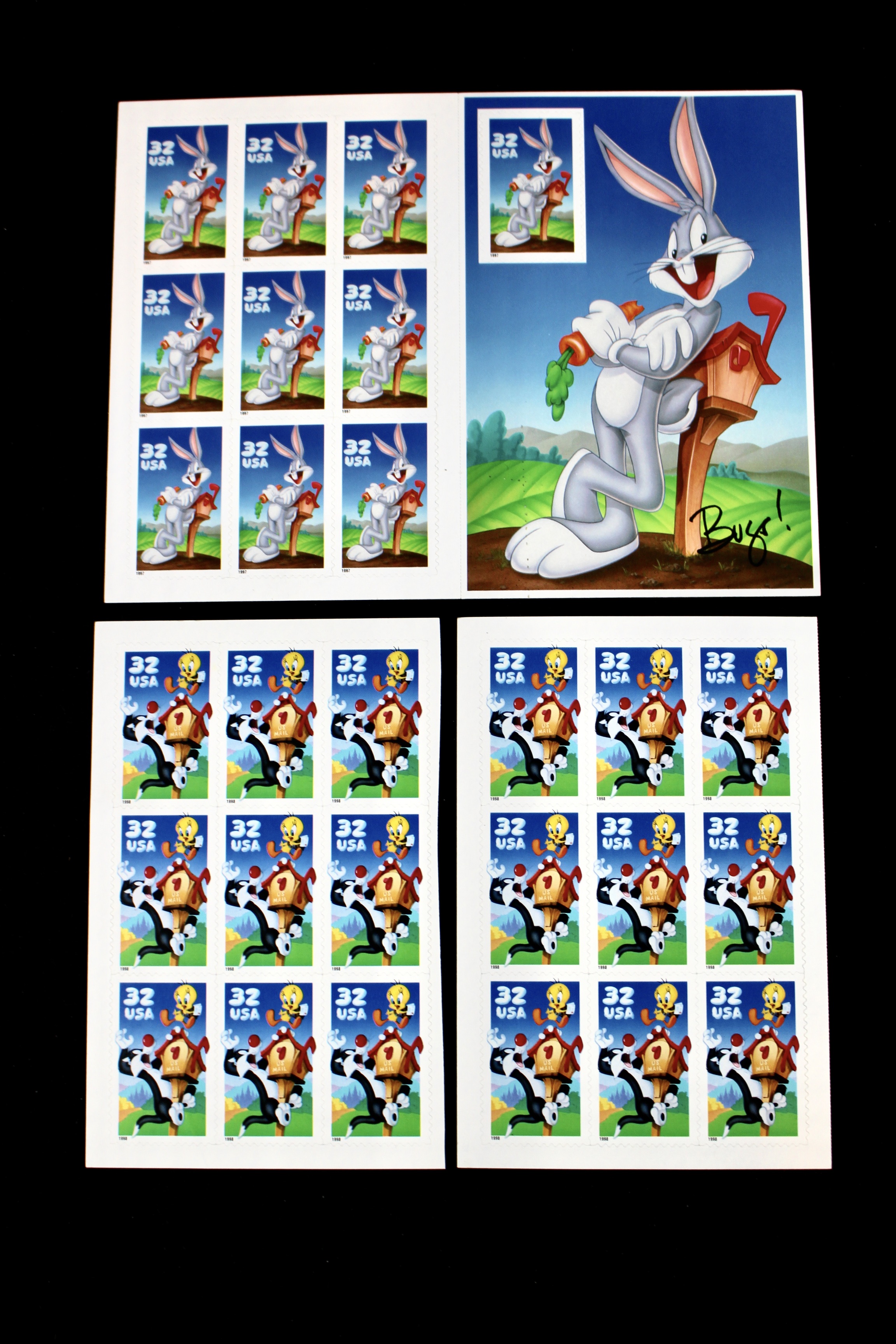 Sixteen U.S. Miniature Postage Stamp Sheets