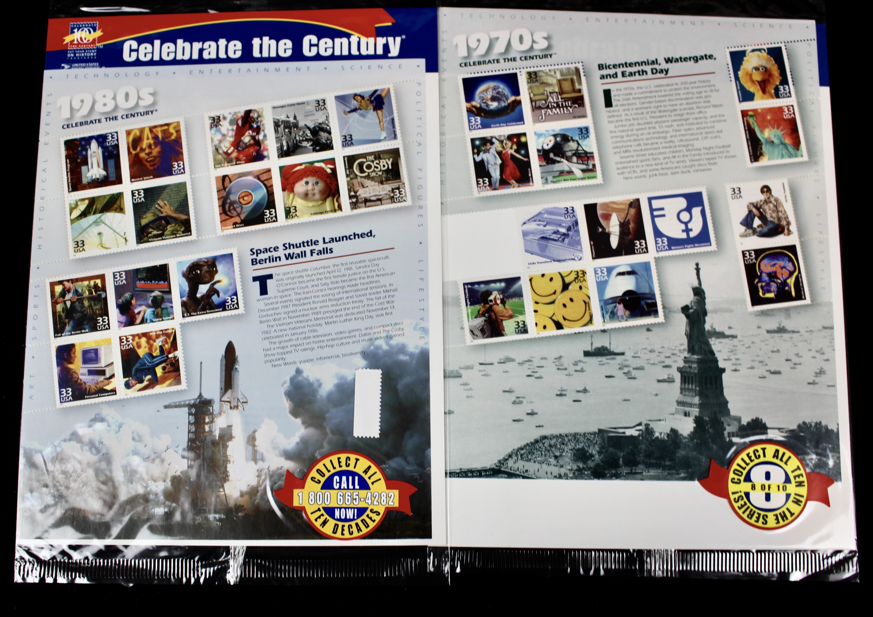 Sixteen U.S. Miniature Postage Stamp Sheets