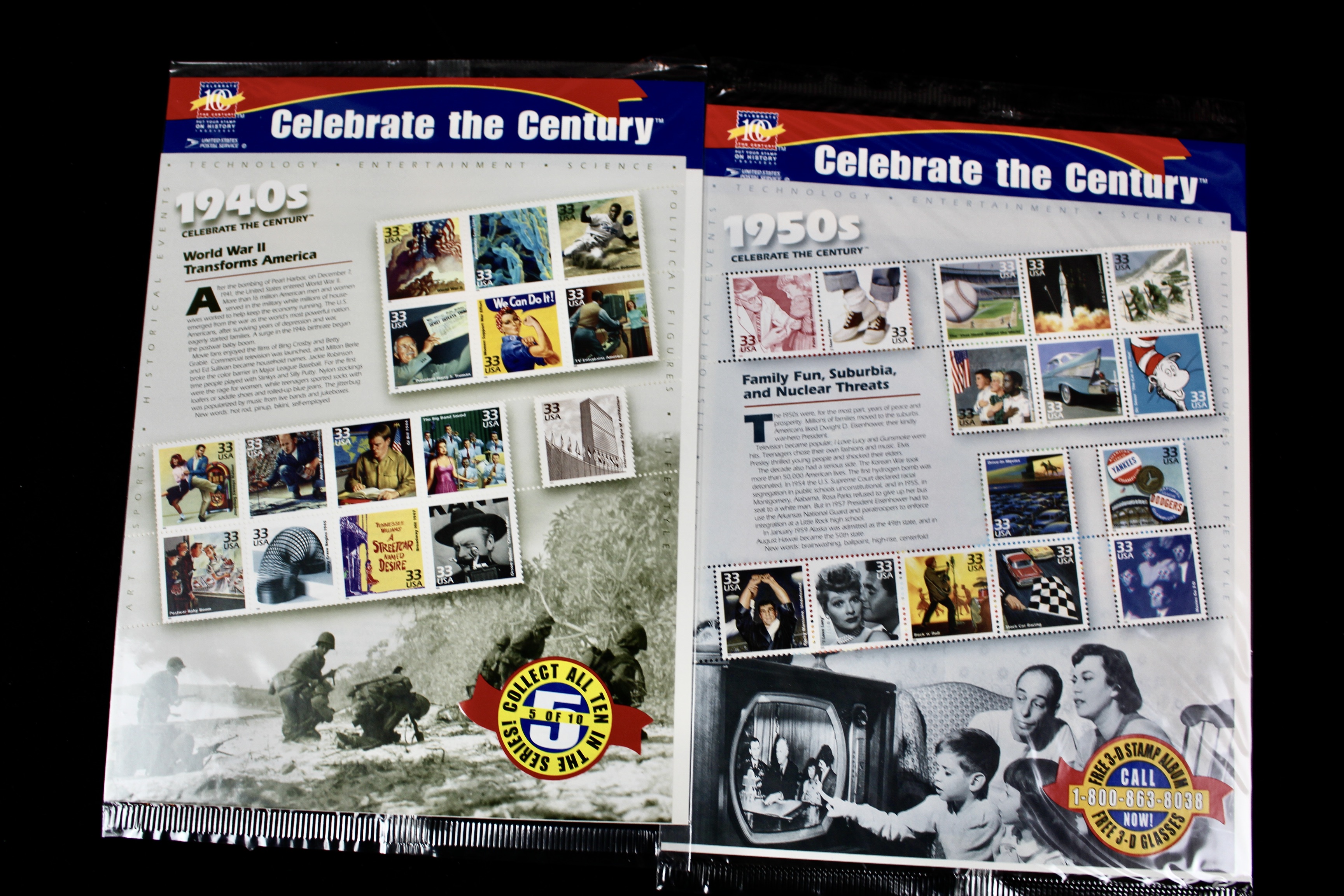 Sixteen U.S. Miniature Postage Stamp Sheets