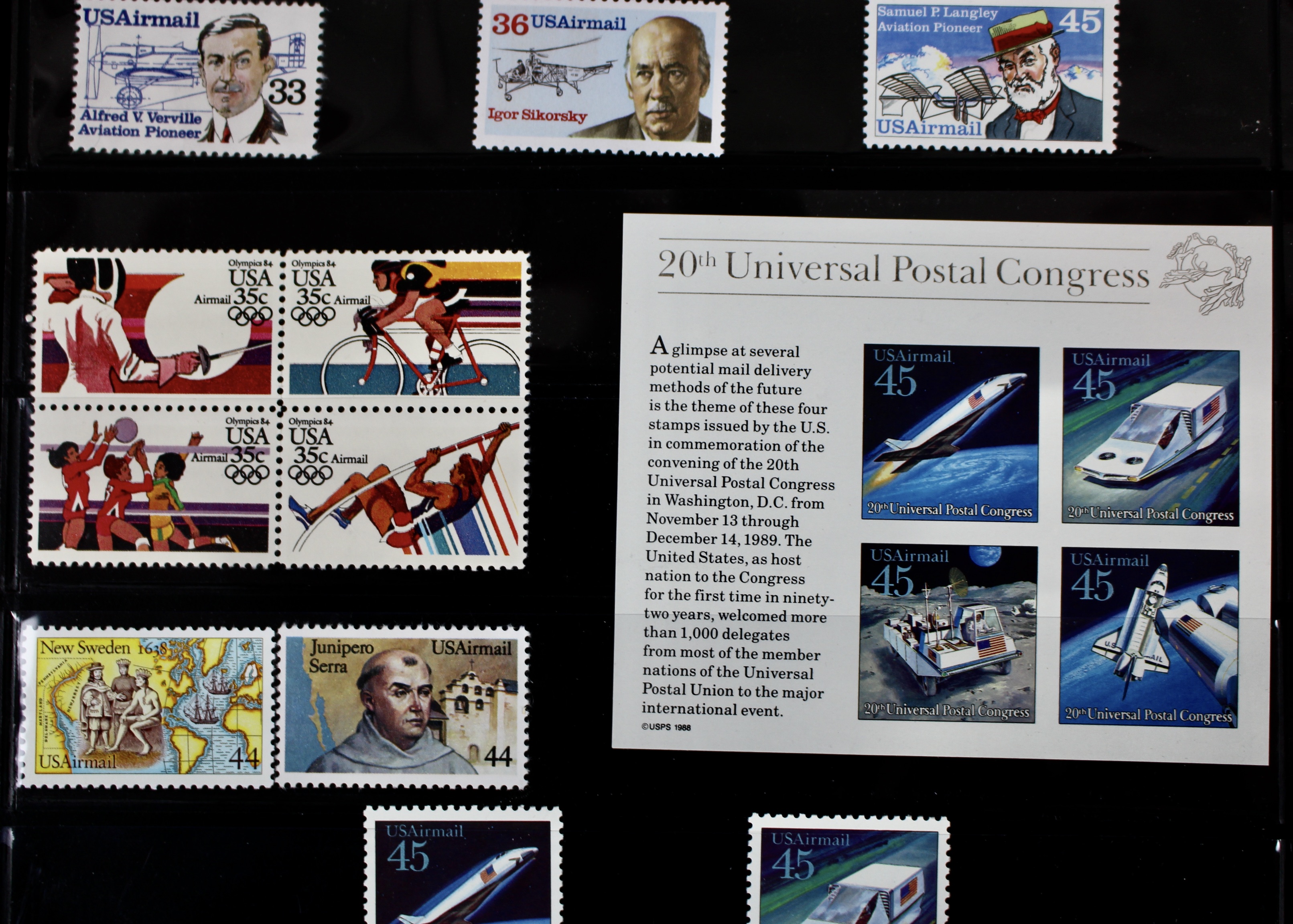 Sixteen U.S. Miniature Postage Stamp Sheets