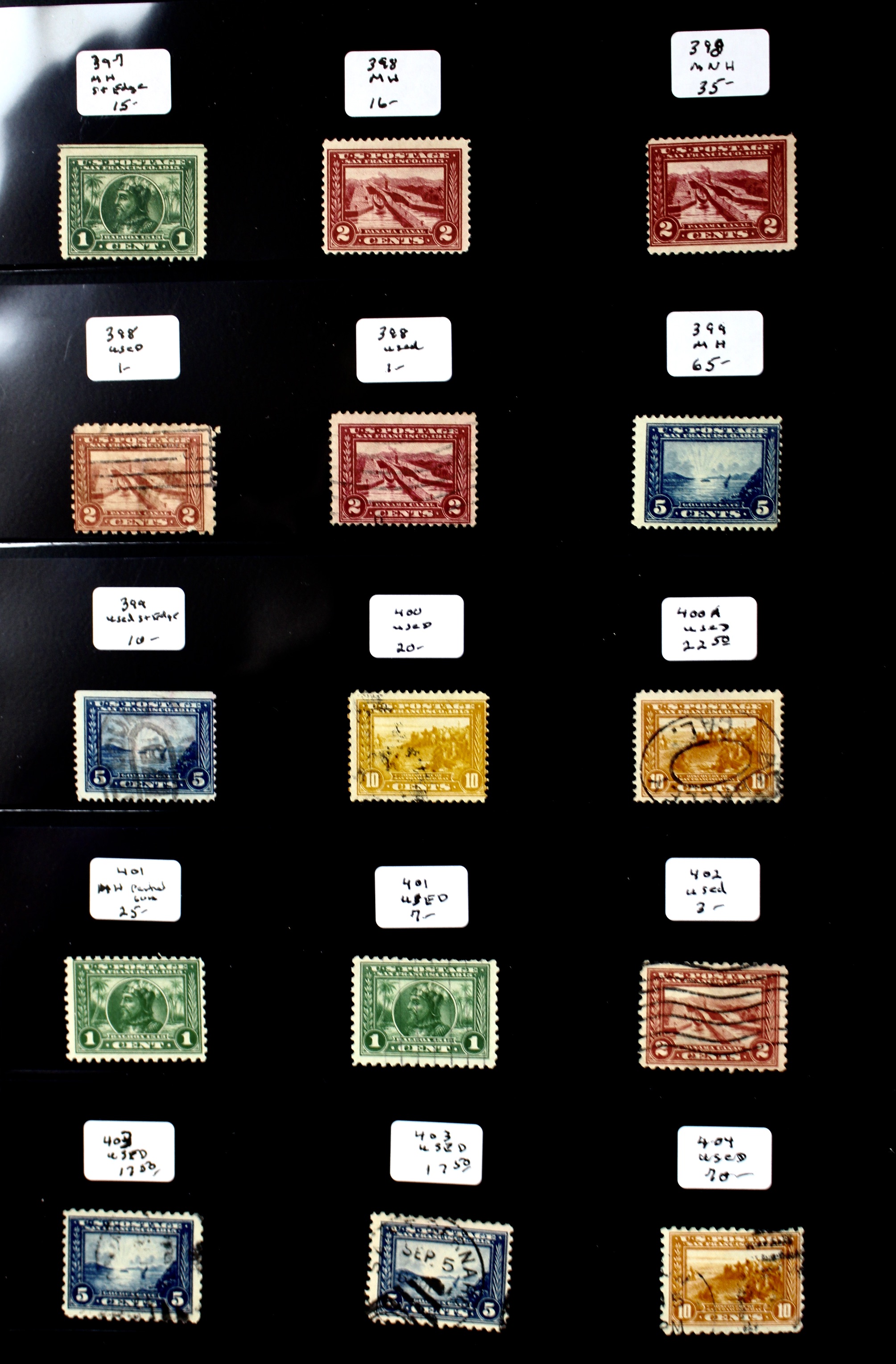 Fifteen Pan-Pacific Exposition Postage Stamps