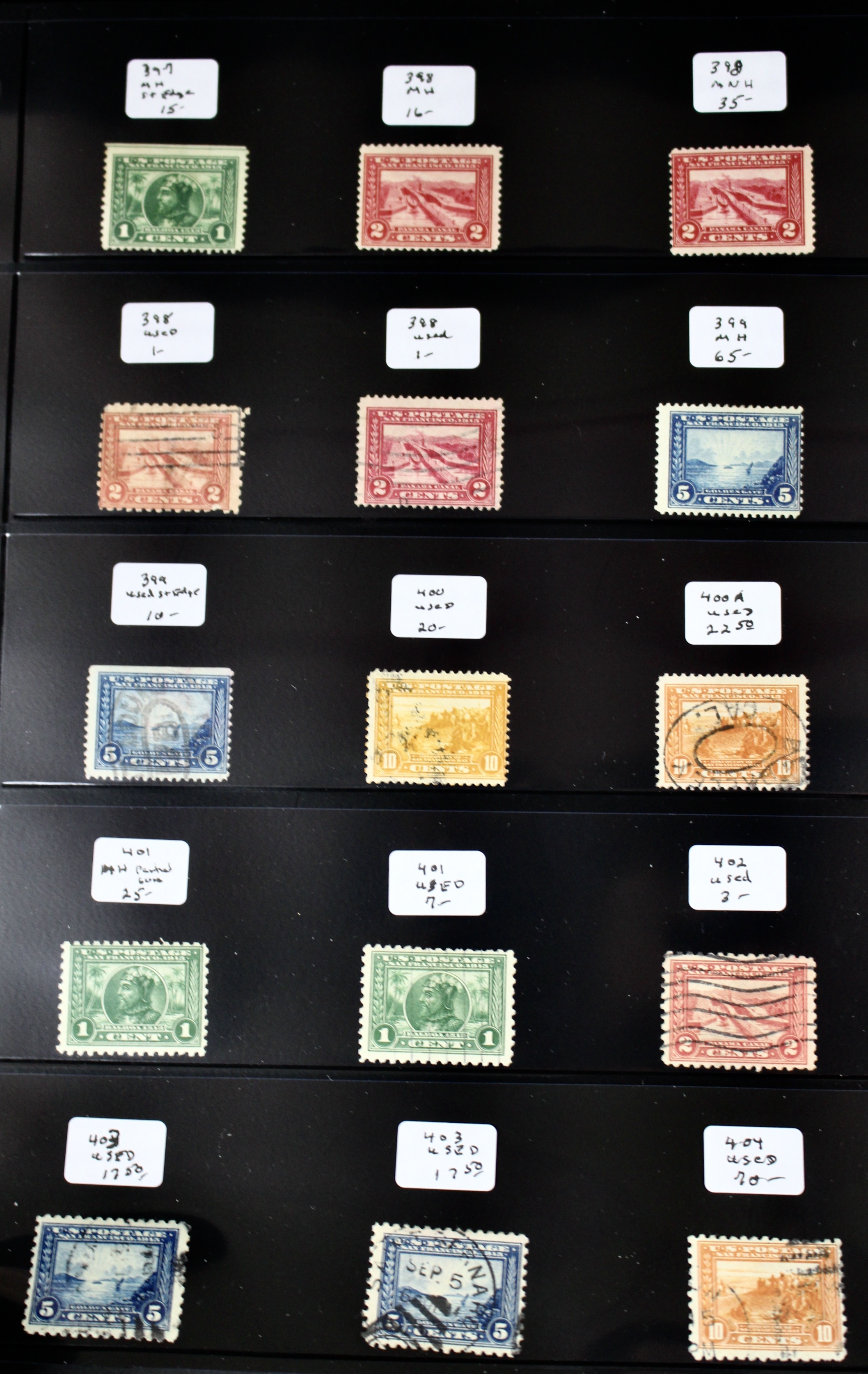 Fifteen Pan-Pacific Exposition Postage Stamps